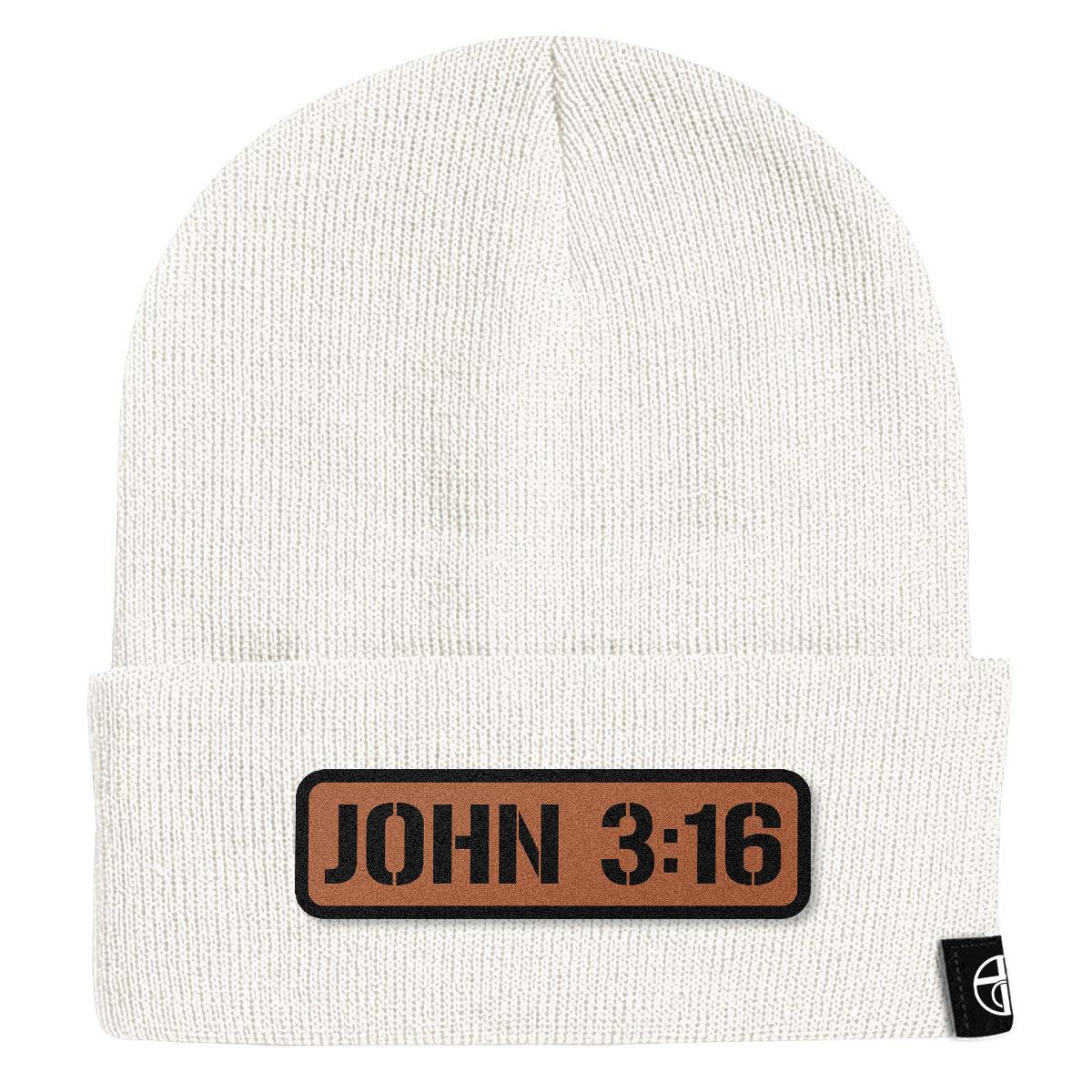 John 3:16 Leather Patch Beanies - Our True God