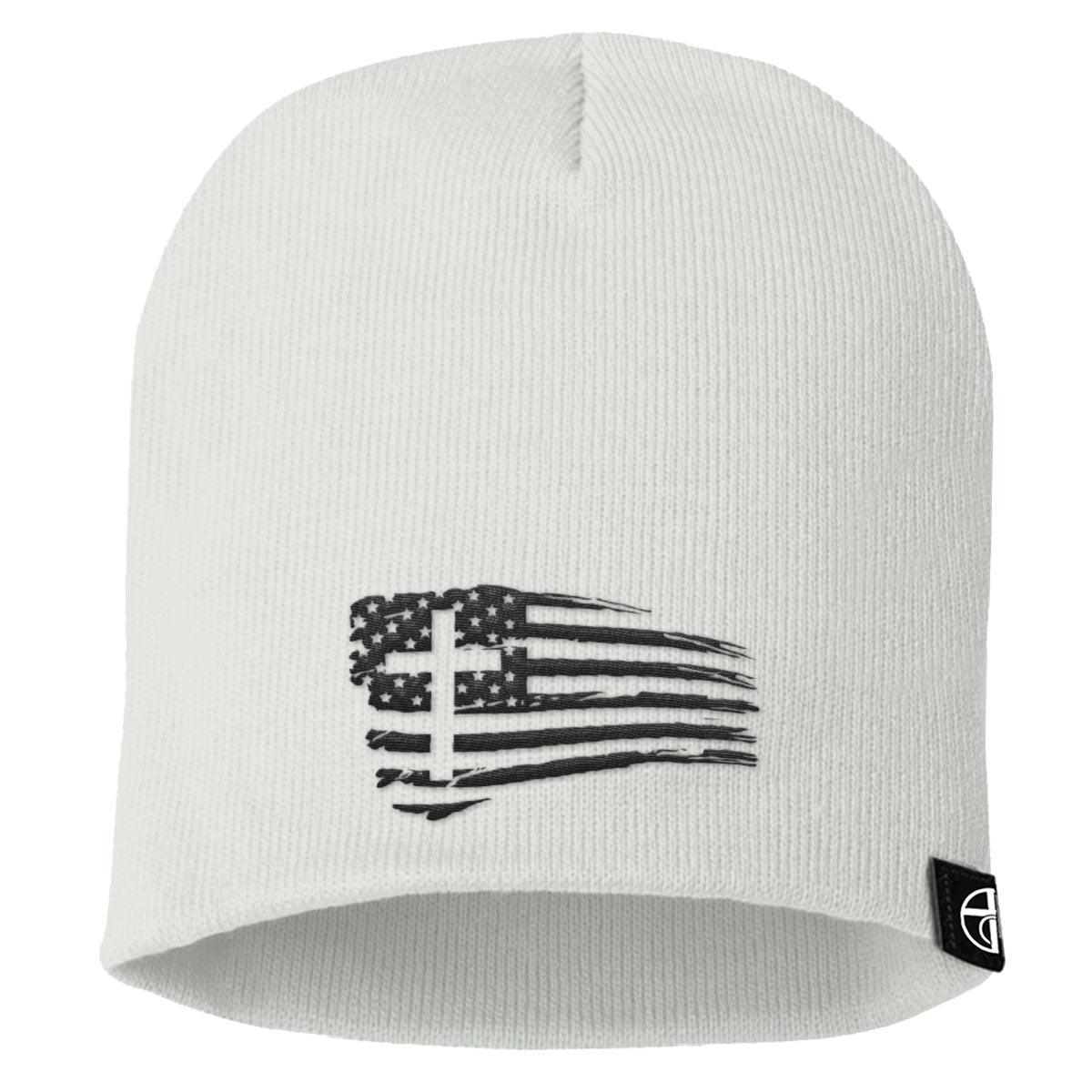 Tattered Flag Cross Beanies - Our True God