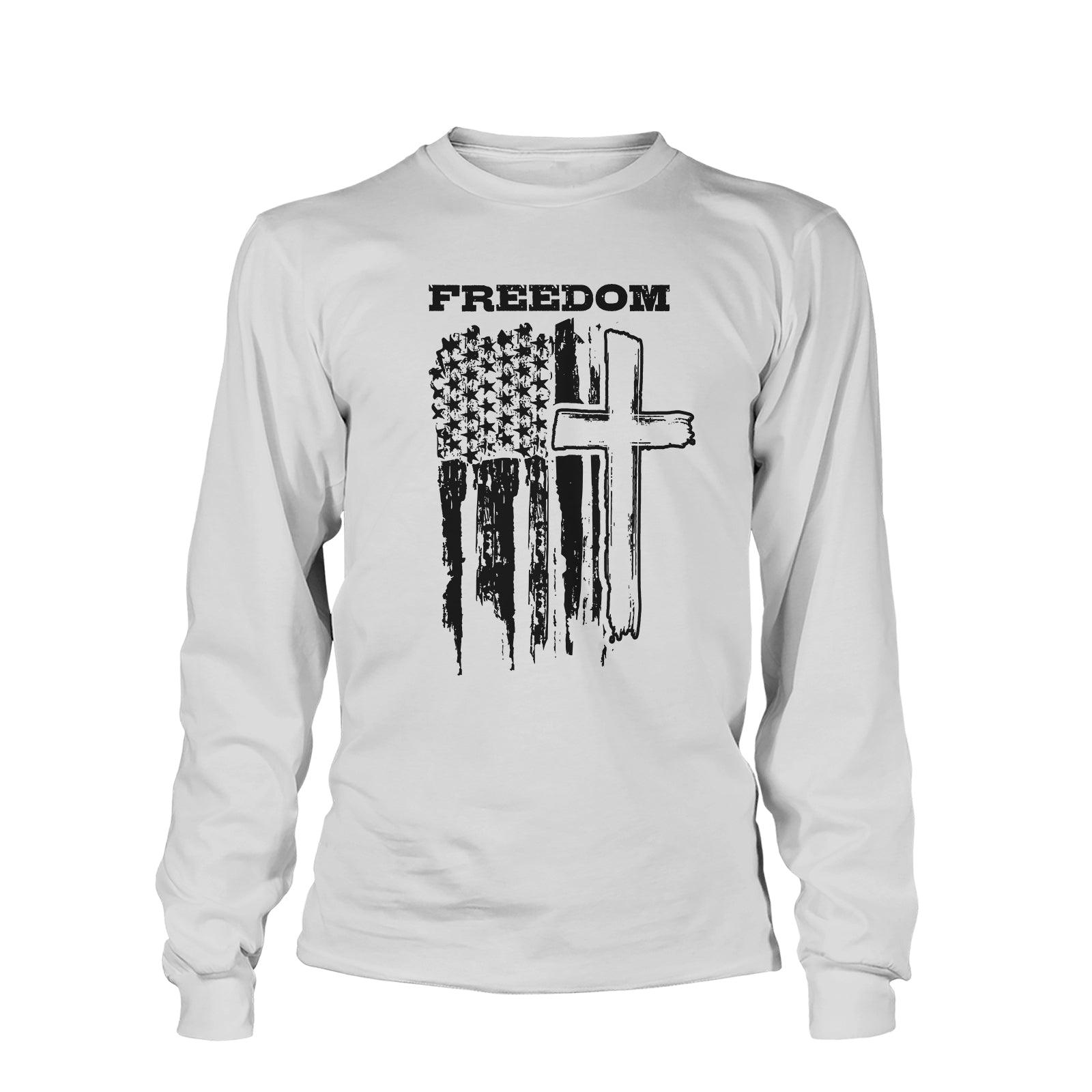 Freedom Cross Vertical Flag Long Sleeve T-Shirt - Our True God