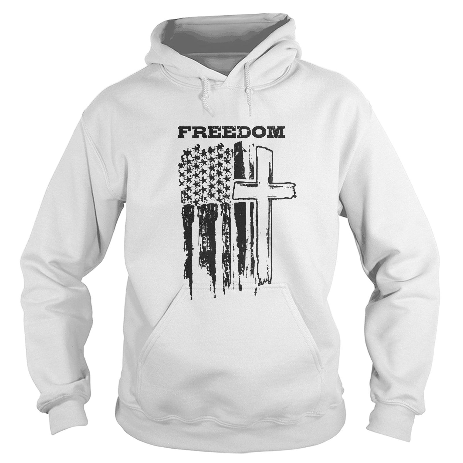 Freedom Cross Vertical Flag Long Sleeve T-Shirt - Our True God