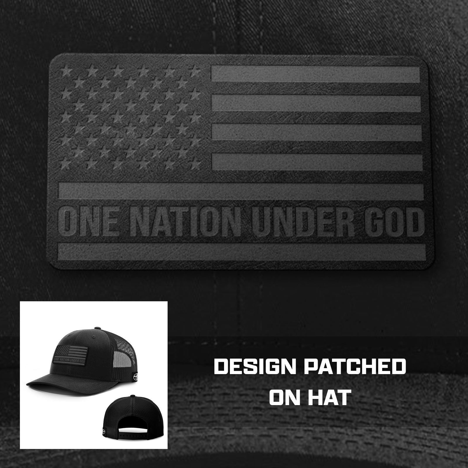 One Nation Under God V2 Blackout Version Patch Hats