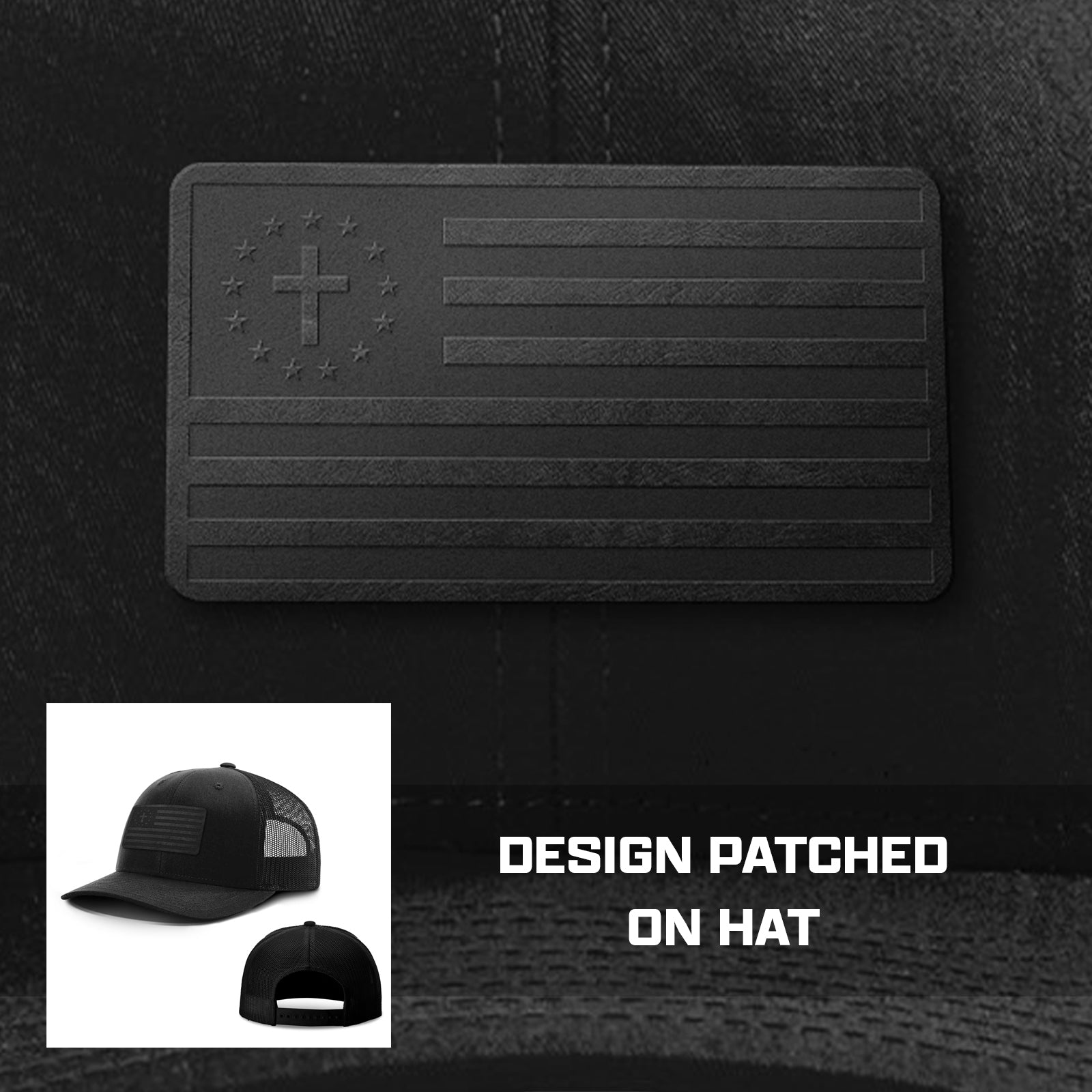 One Nation Under God Blackout Version Patch Hats