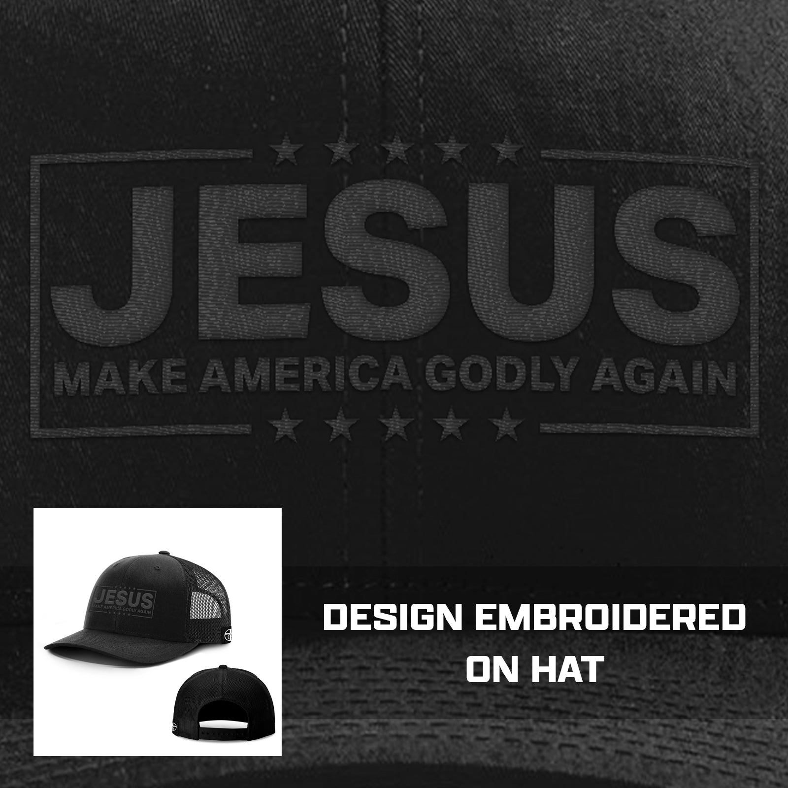 Jesus Make America Godly Again Blackout Version Hats