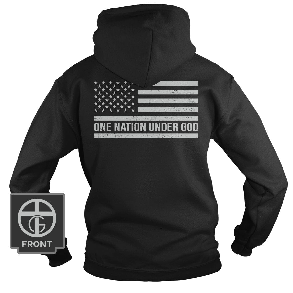 Our True God Apparel Hoodie / Black / S One Nation Under God Flag DBD Edition (Back Print)