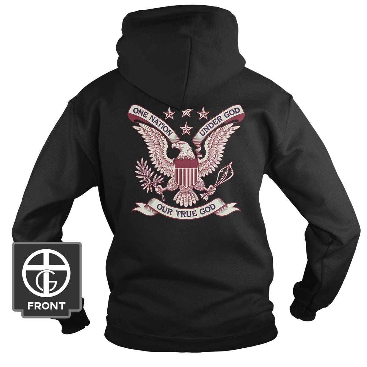 Our True God Apparel Hoodie / Black / S One Nation Under God - Our True God (Back Print)