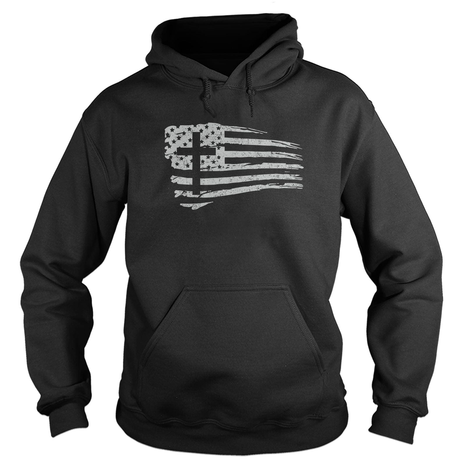 Our True God Apparel Hoodie / Black / S Tattered Flag Cross DBD Edition