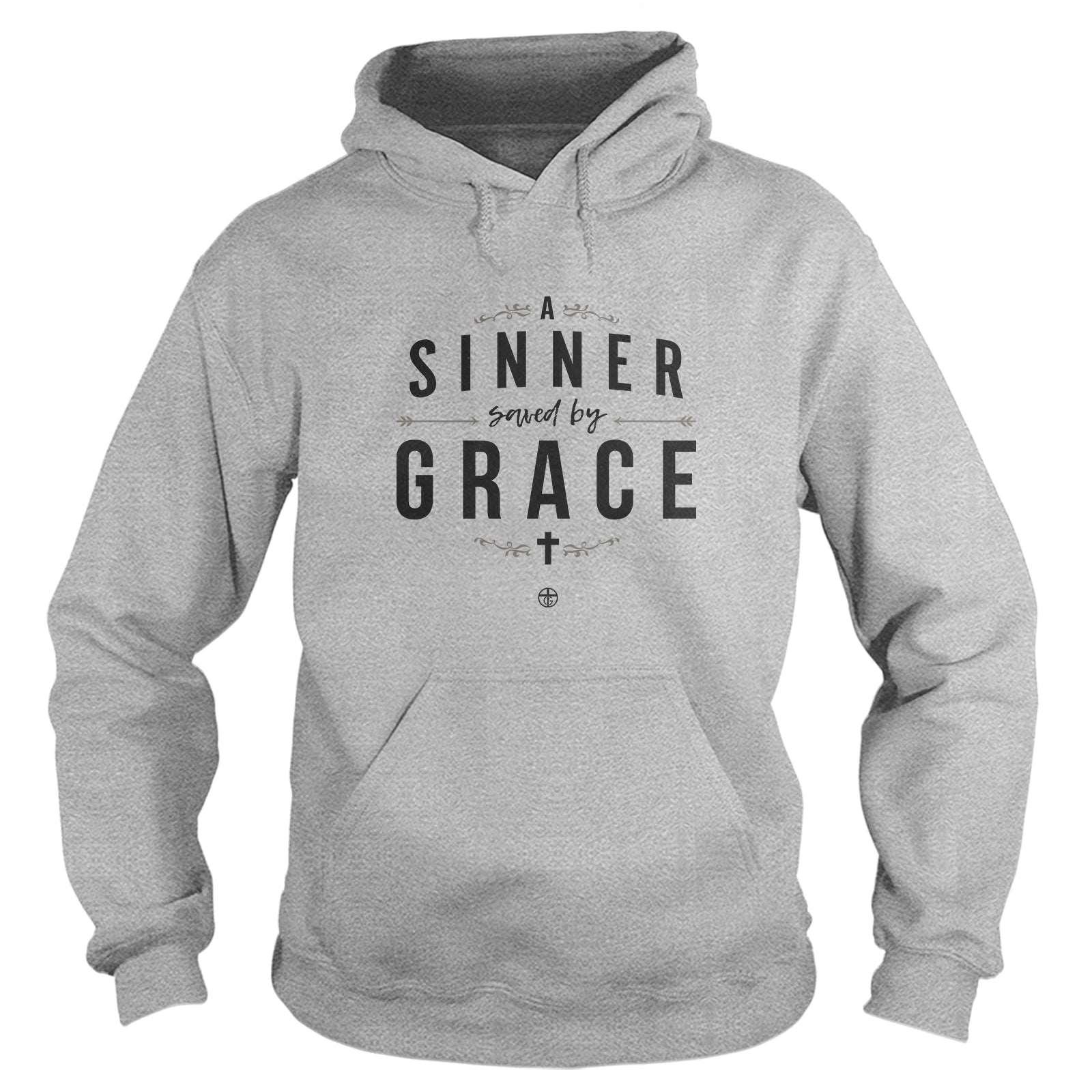 Our True God Apparel Hoodie / Grey / S A Sinner Saved By Grace Hoodie