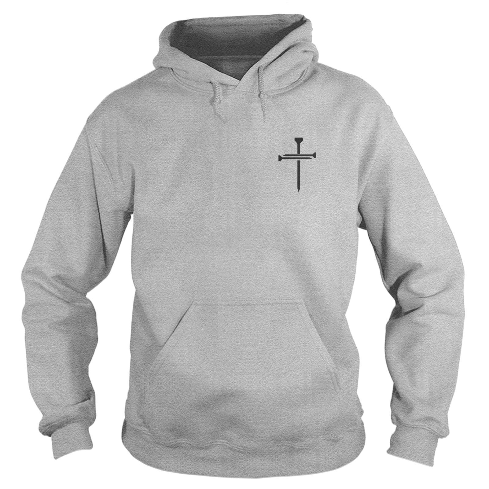 Our True God Apparel Hoodie / Grey / S Nail Cross Left Chest Hoodie