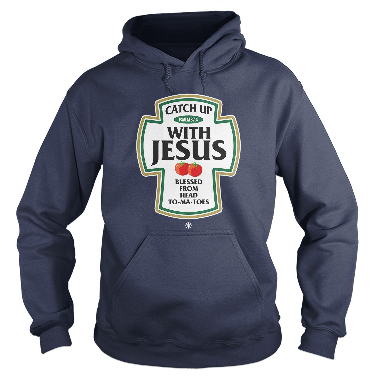 Our True God Apparel Hoodie / Navy / S Catch Up With Jesus Hoodie