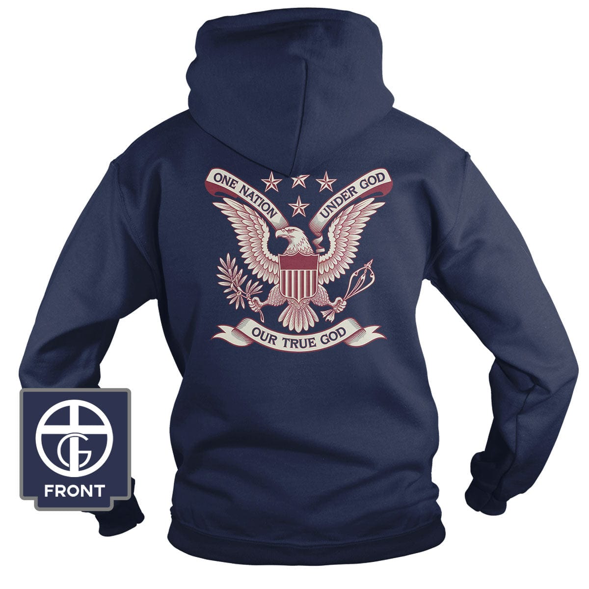 Our True God Apparel Hoodie / Navy / S One Nation Under God - Our True God (Back Print)