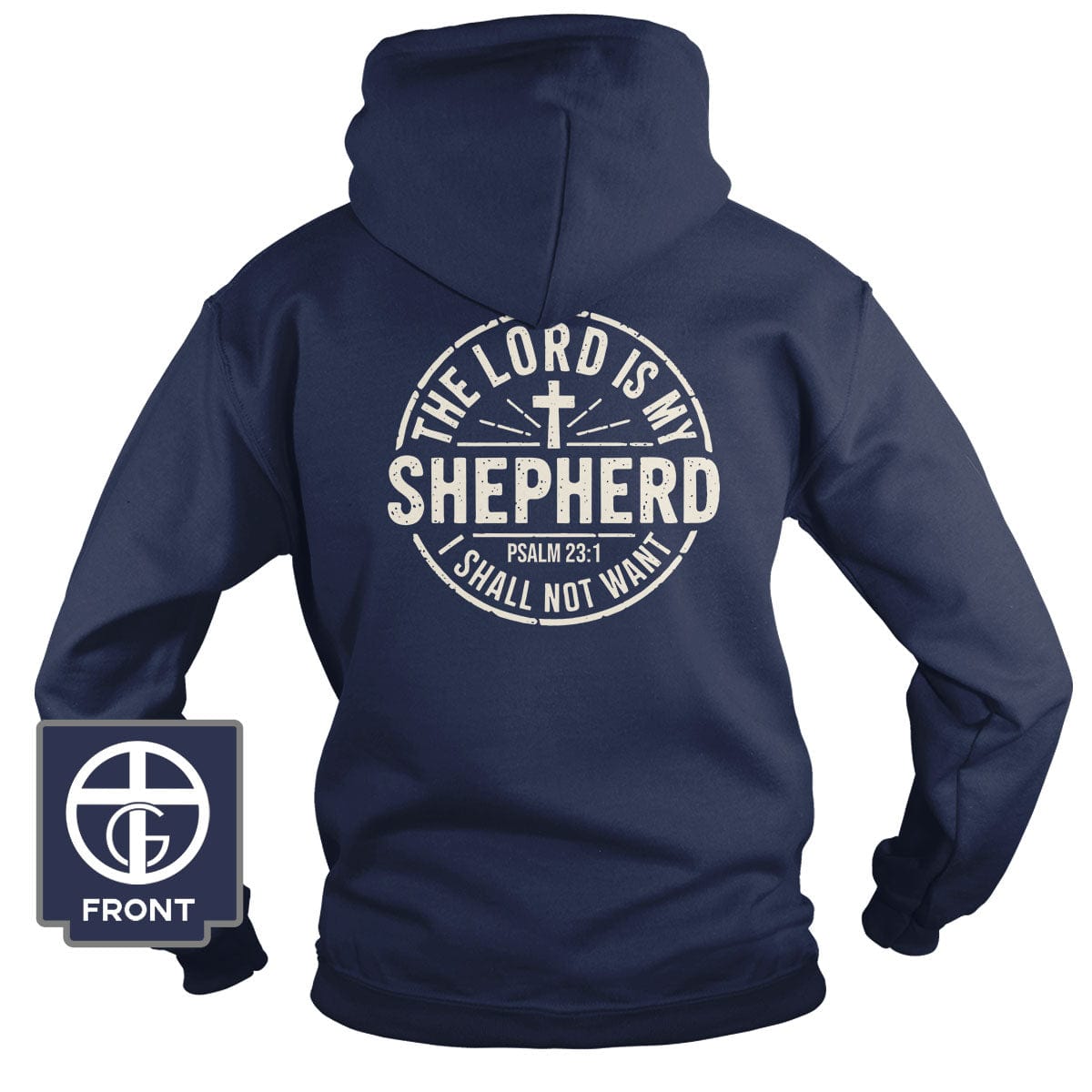 Our True God Apparel Hoodie / Navy / S The Lord is my Shepherd (Back Print)