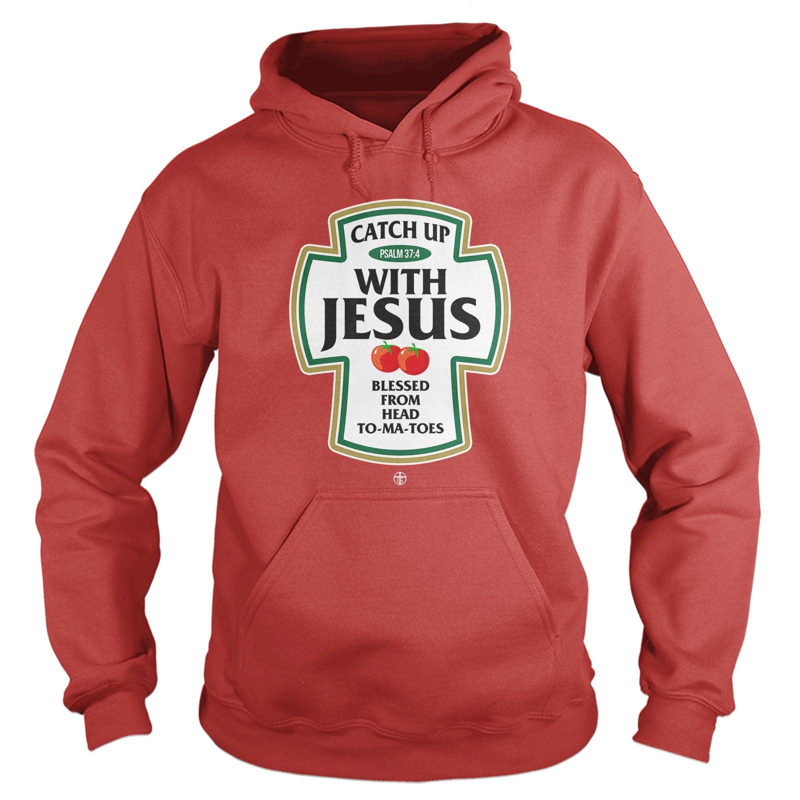 Our True God Apparel Hoodie / Red / S Catch Up With Jesus Hoodie