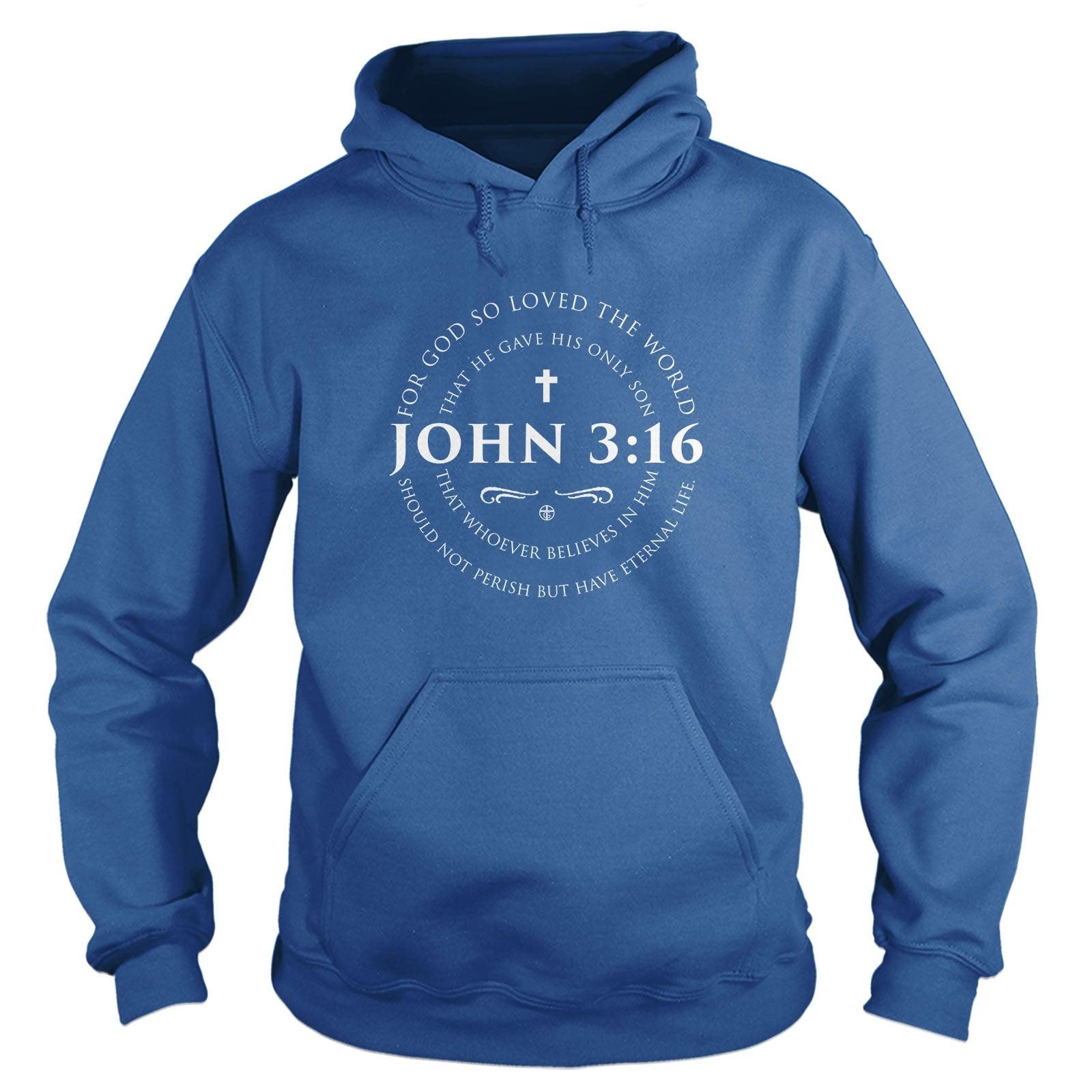 Our True God Apparel Hoodie / Royal Blue / S John 3:16 Hoodie