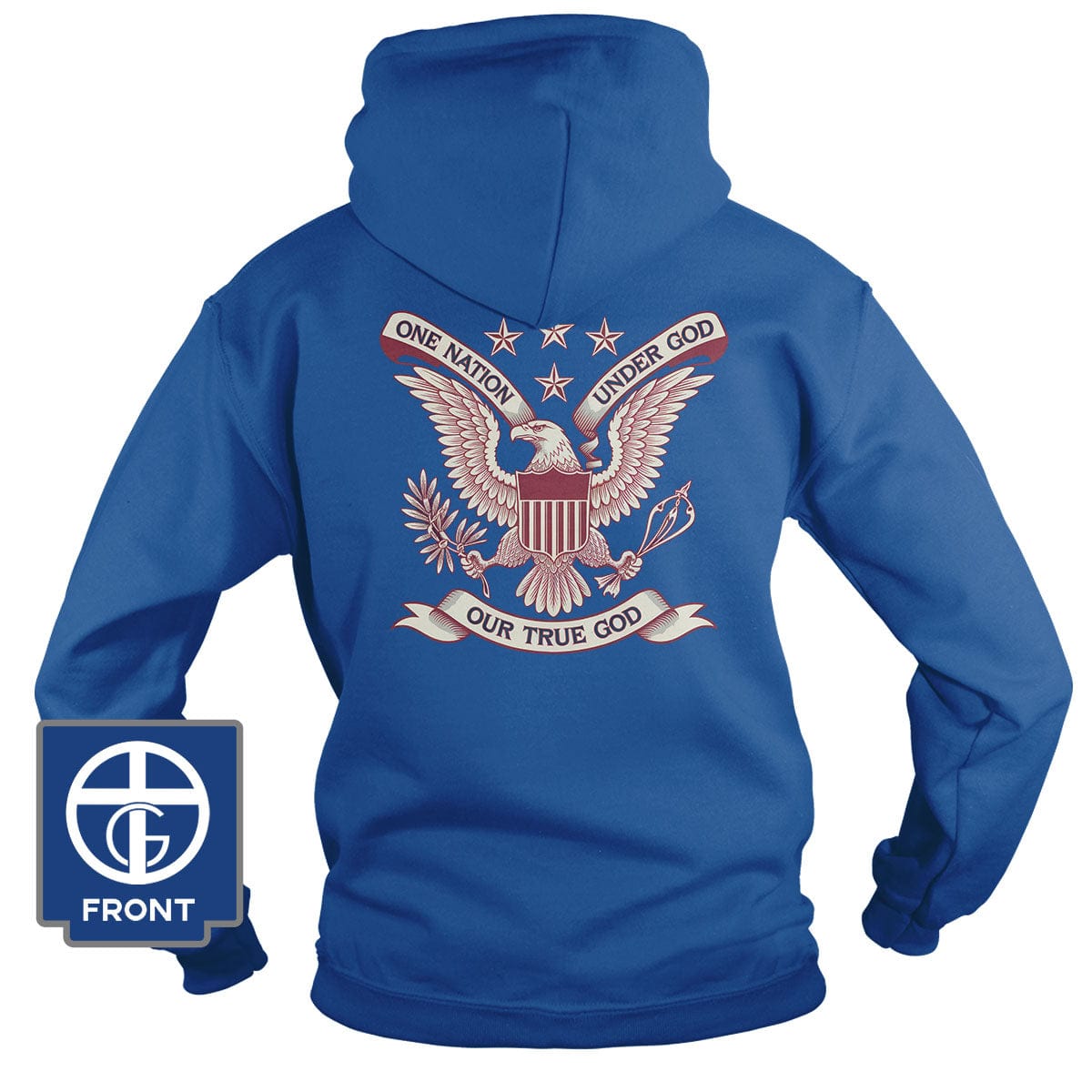 Our True God Apparel Hoodie / Royal Blue / S One Nation Under God - Our True God (Back Print)