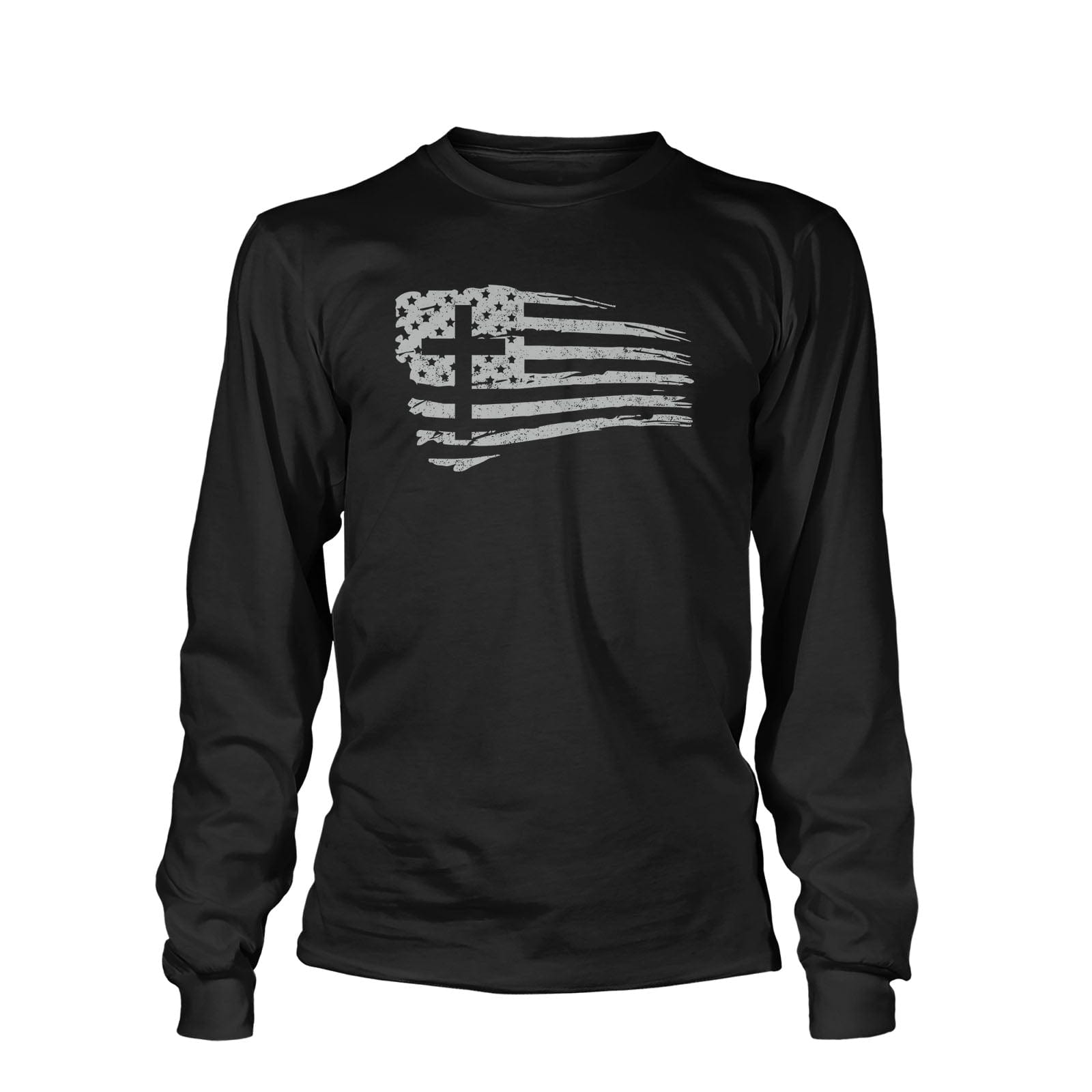 Our True God Apparel Long Sleeves / Black / S Tattered Flag Cross DBD Edition