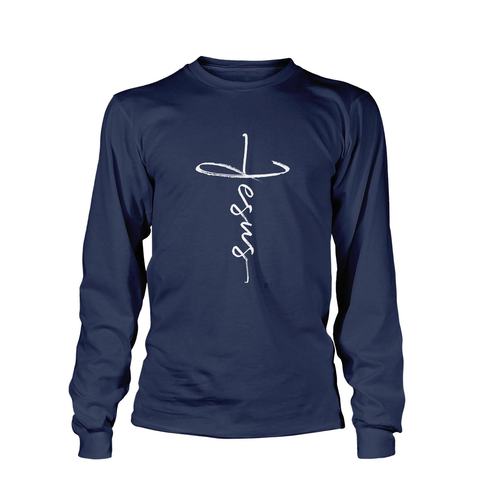 Our True God Apparel Long Sleeves / Navy / S Jesus Cross Long Sleeve T-Shirt