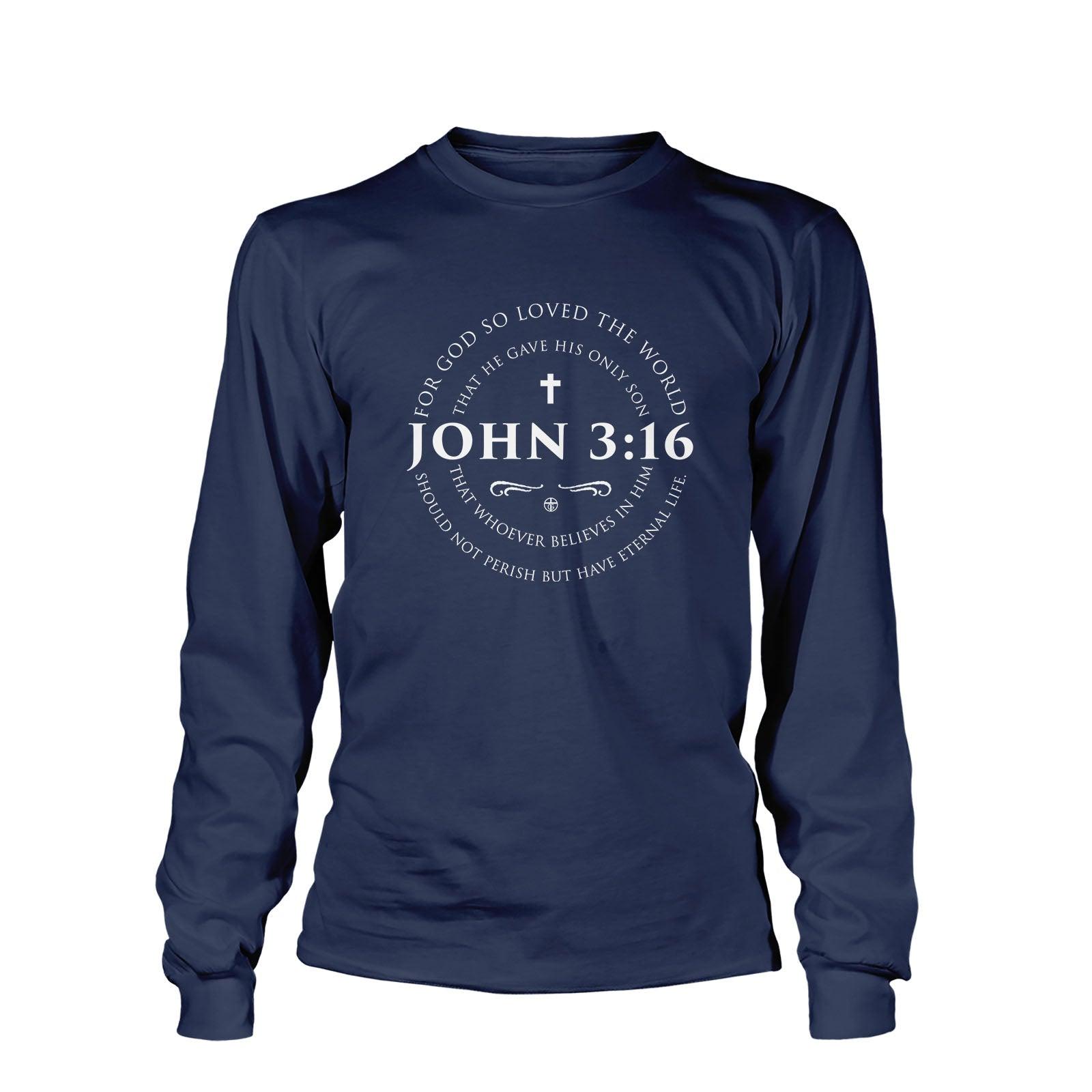 Our True God Apparel Long Sleeves / Navy / S John 3:16 Long Sleeve T-Shirt