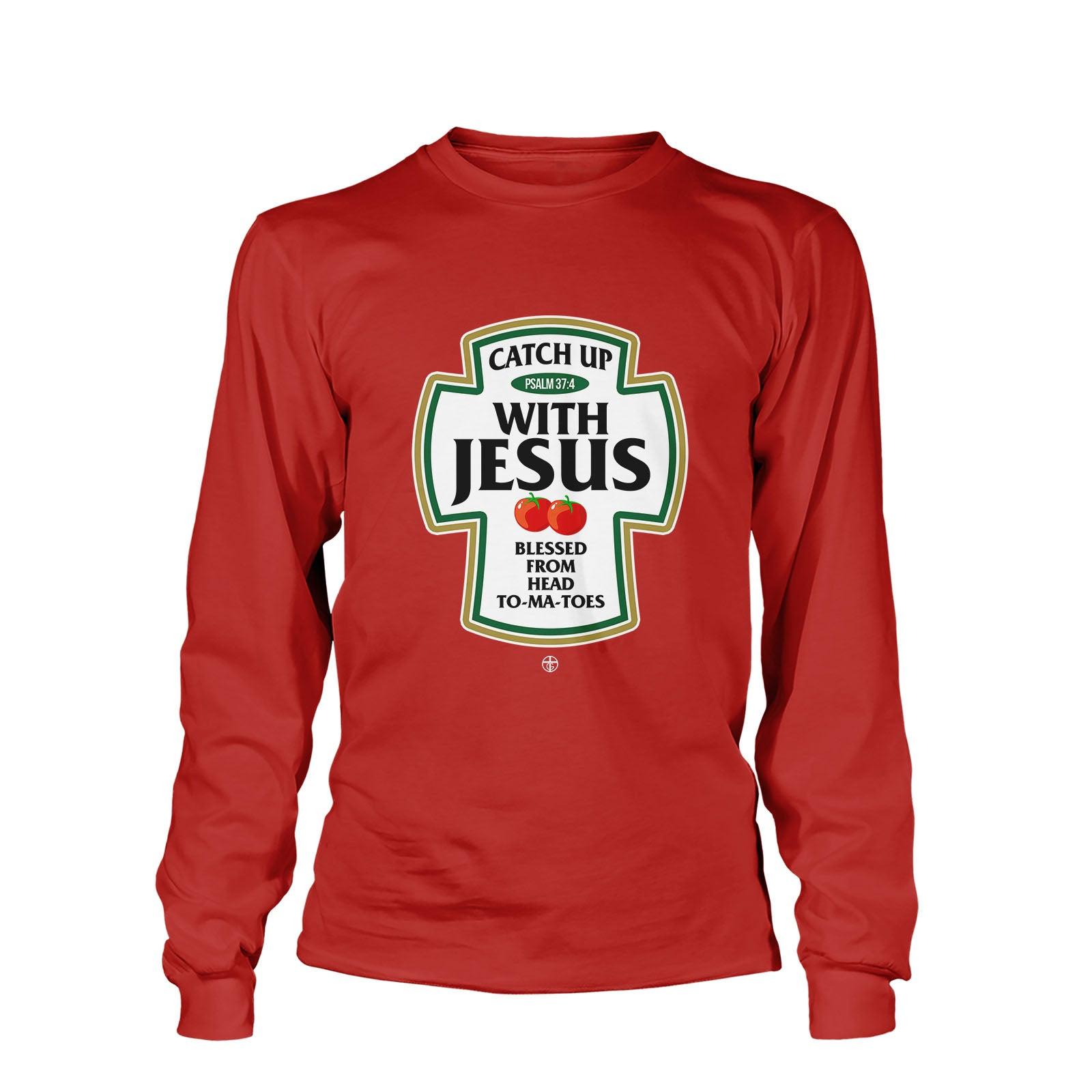 Our True God Apparel Long Sleeves / Red / S Catch Up With Jesus Long Sleeve T-Shirt