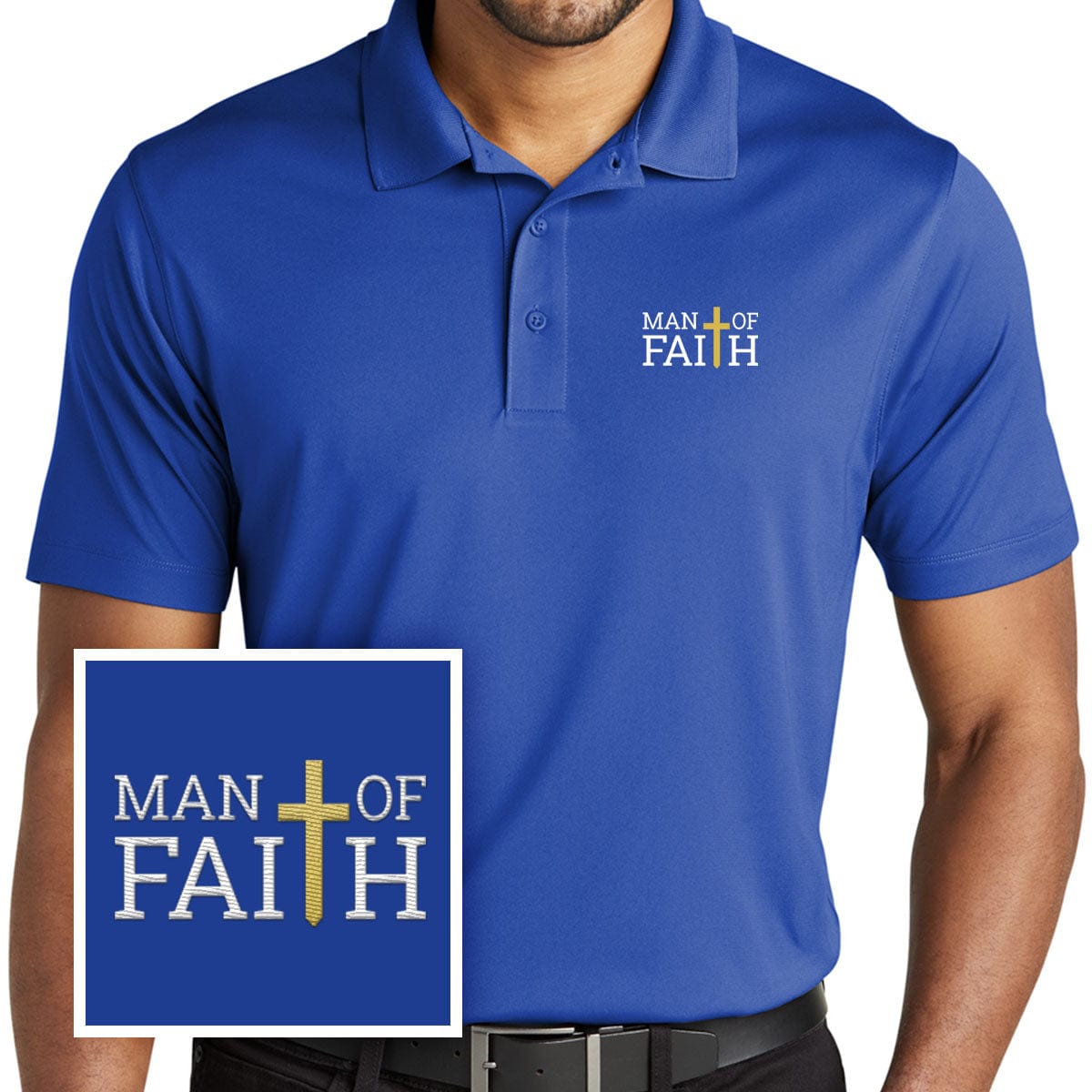 Our True God Apparel Performance Polo / Royal Blue / S Man Of Faith Performance Polo Shirt