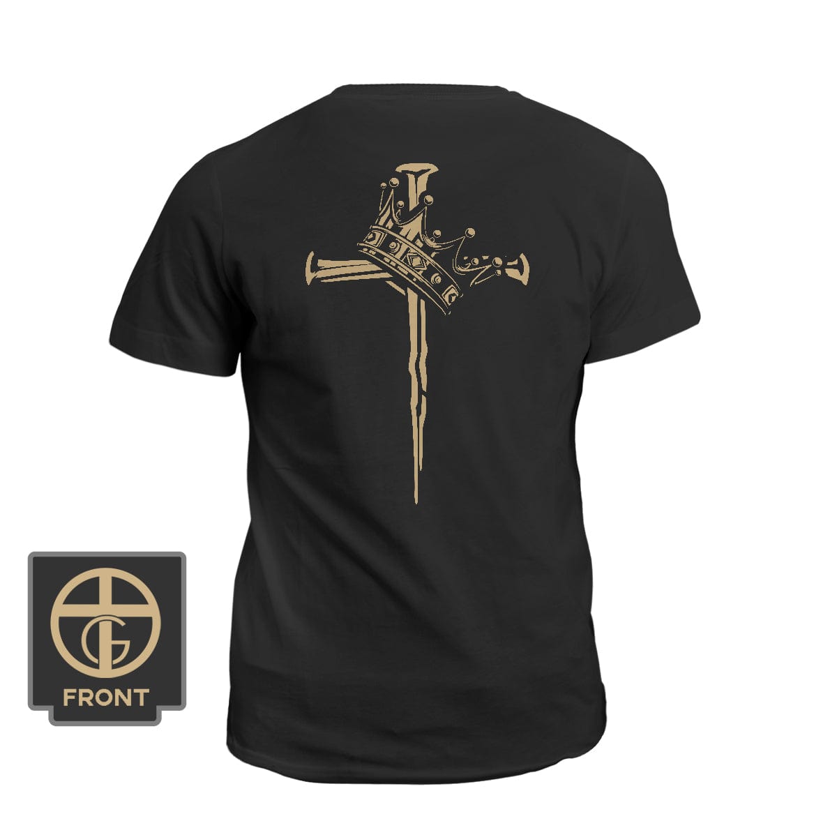 Our True God Apparel T-Shirt / Black / S Cross and Crown (Back Print)