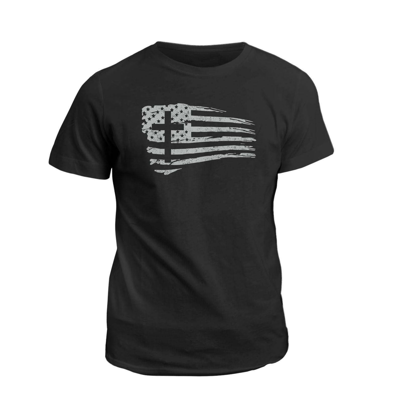 Our True God Apparel T-Shirt / Black / S Tattered Flag Cross DBD Edition