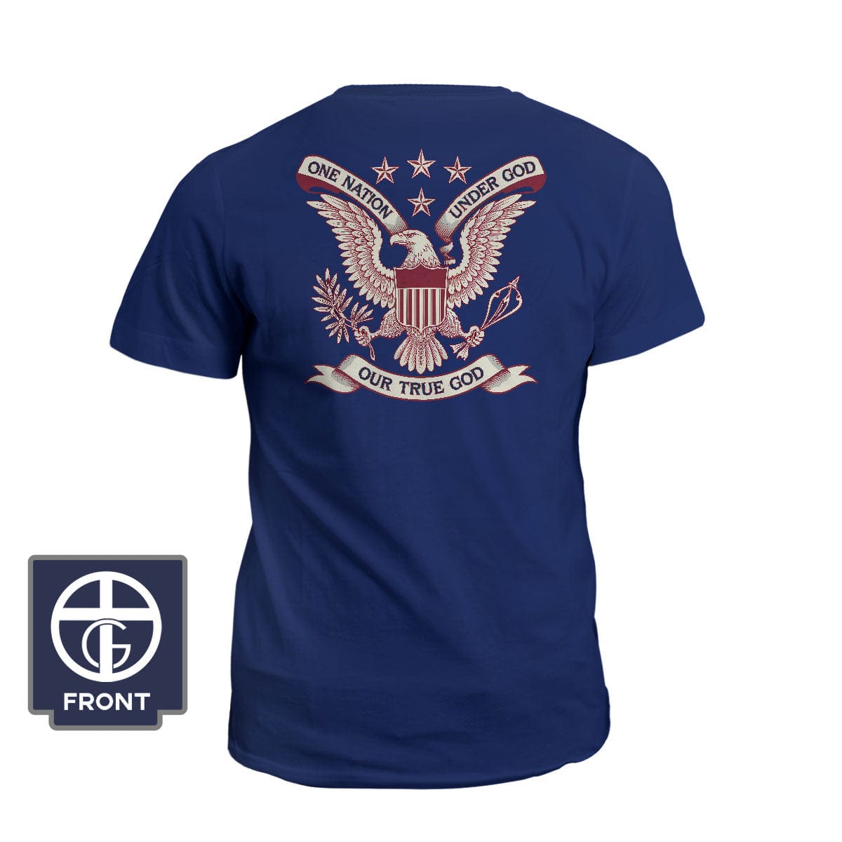 Our True God Apparel T-Shirt / Navy / S One Nation Under God - Our True God (Back Print)