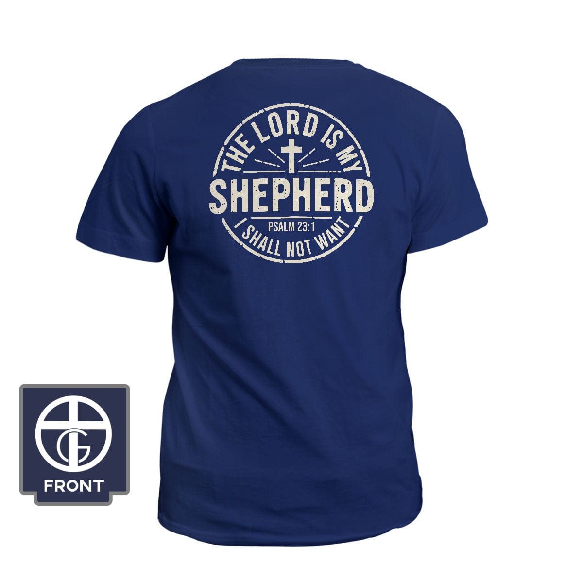 Our True God Apparel T-Shirt / Navy / S The Lord is my Shepherd (Back Print)