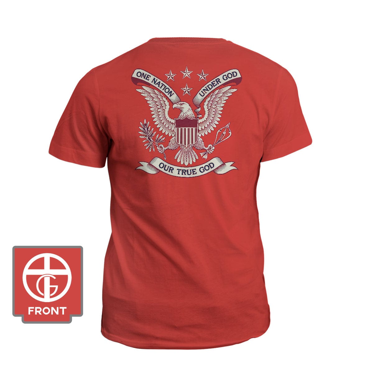 Our True God Apparel T-Shirt / Red / S One Nation Under God - Our True God (Back Print)