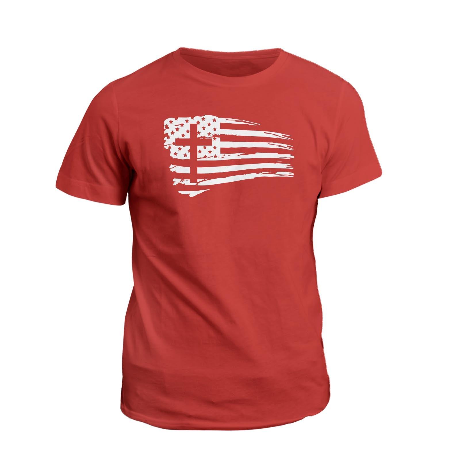 Our True God Apparel T-Shirt / Red / S Tattered Flag