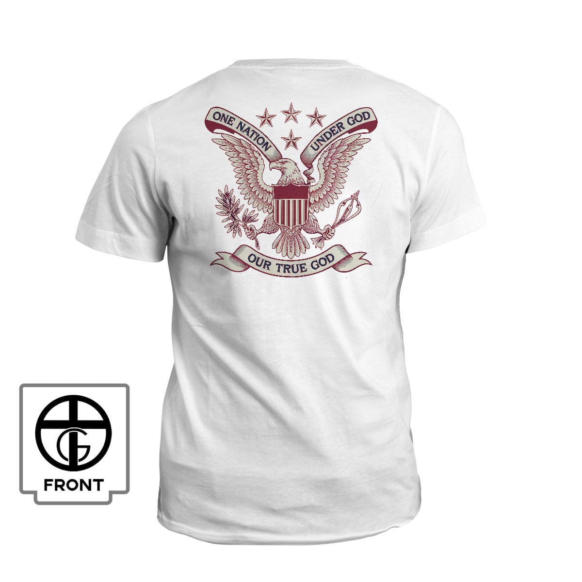 Our True God Apparel T-Shirt / White / S One Nation Under God - Our True God (Back Print)