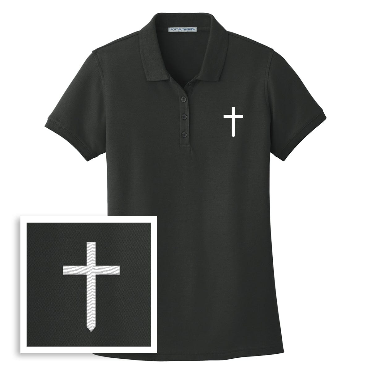 Our True God Apparel Women's Performance Polo / Black / S Cross Ladies Polo