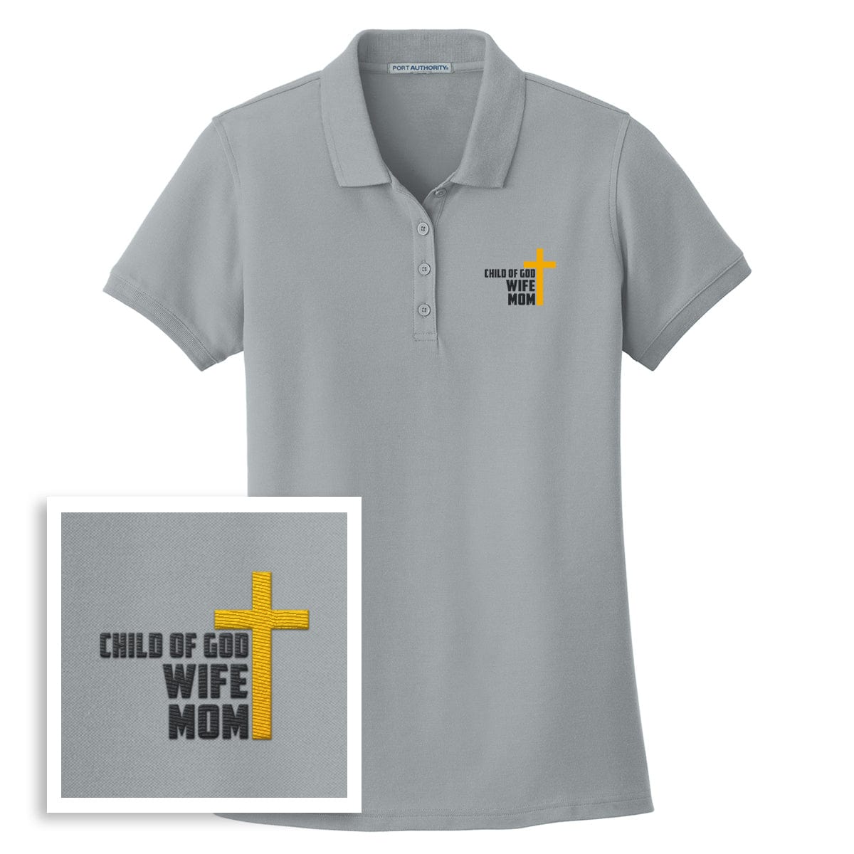 Our True God Apparel Women's Performance Polo / Grey / S Child of God, Wife, Mom Women's Performance Polo Shirt