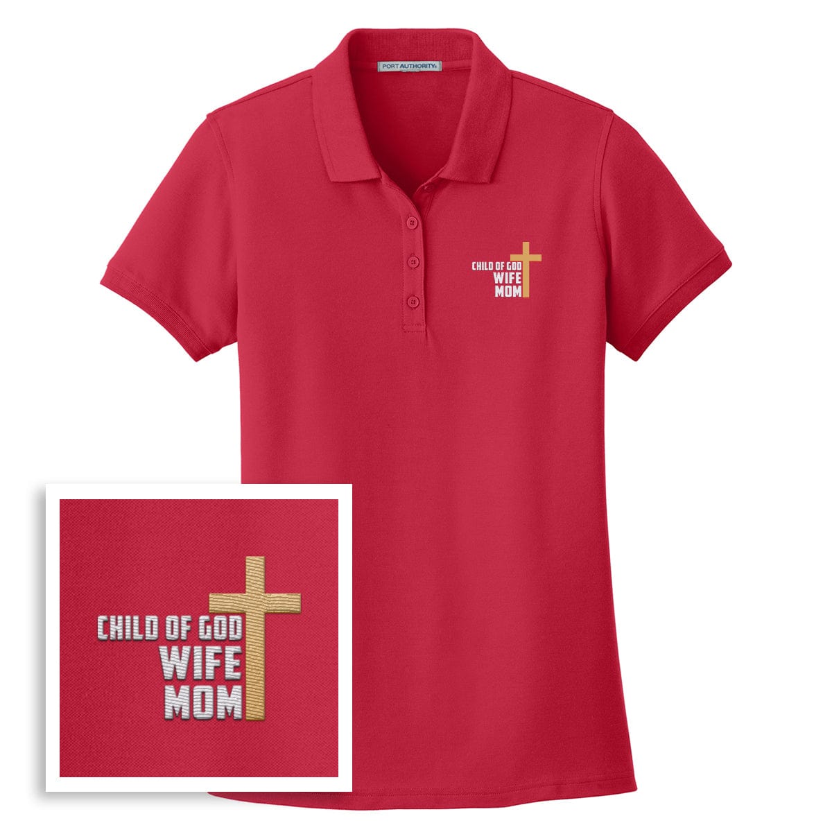 Our True God Apparel Women's Performance Polo / Red / S Child of God, Wife, Mom Women's Performance Polo Shirt