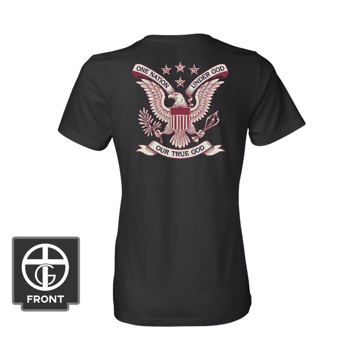 Our True God Apparel Women's Shirt / Black / S One Nation Under God - Our True God (Back Print)