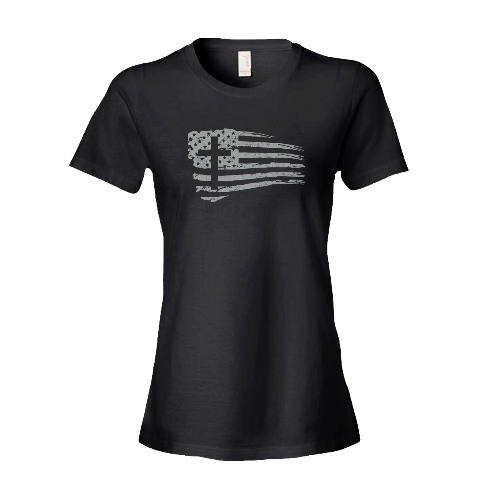 Our True God Apparel Women's Shirt / Black / S Tattered Flag Cross DBD Edition