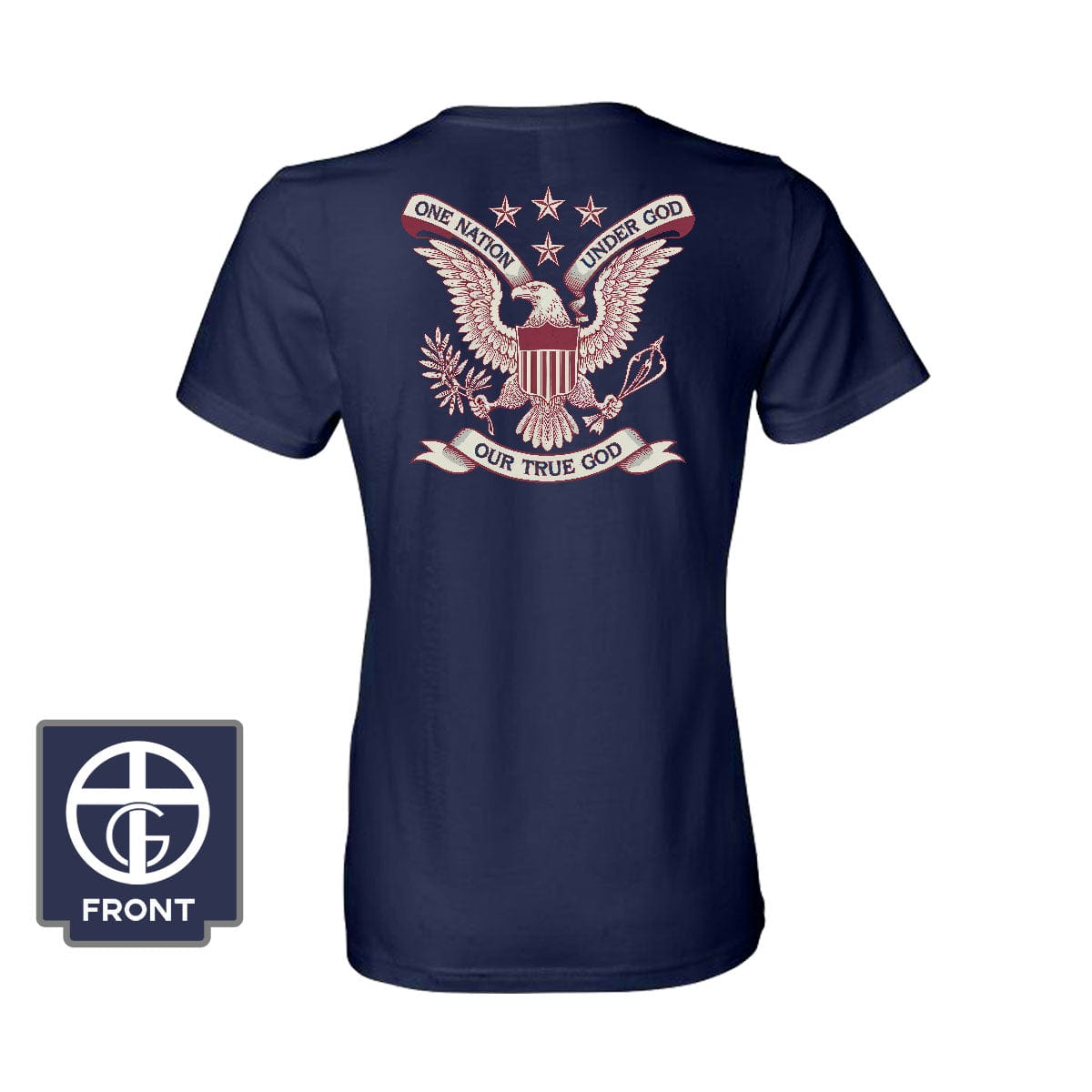 Our True God Apparel Women's Shirt / Navy / S One Nation Under God - Our True God (Back Print)