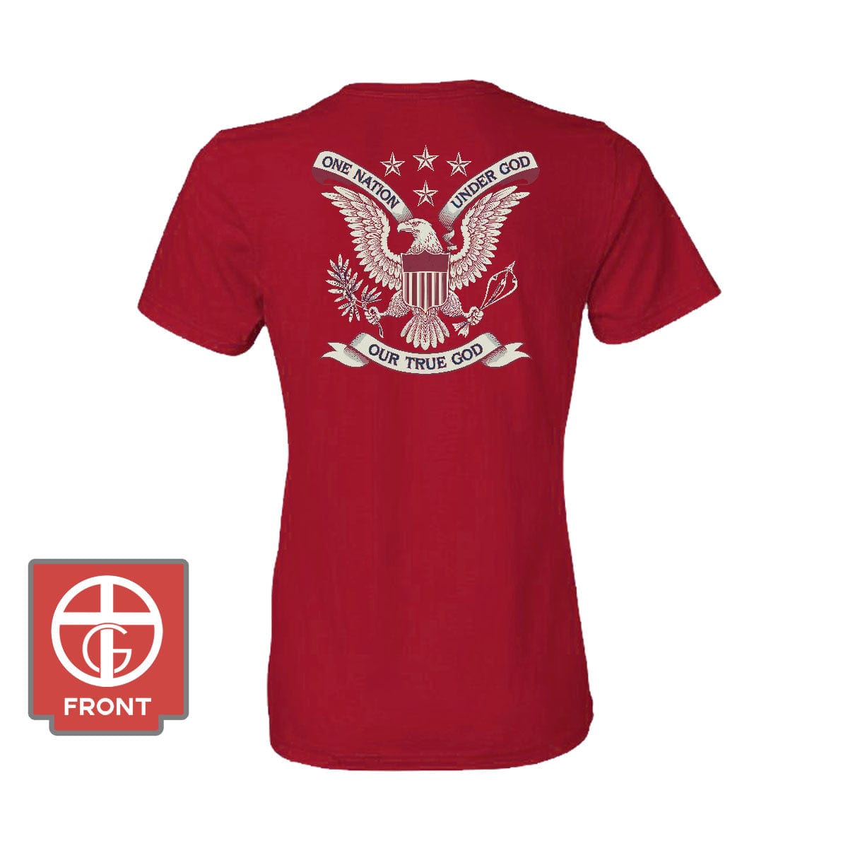 Our True God Apparel Women's Shirt / Red / S One Nation Under God - Our True God (Back Print)