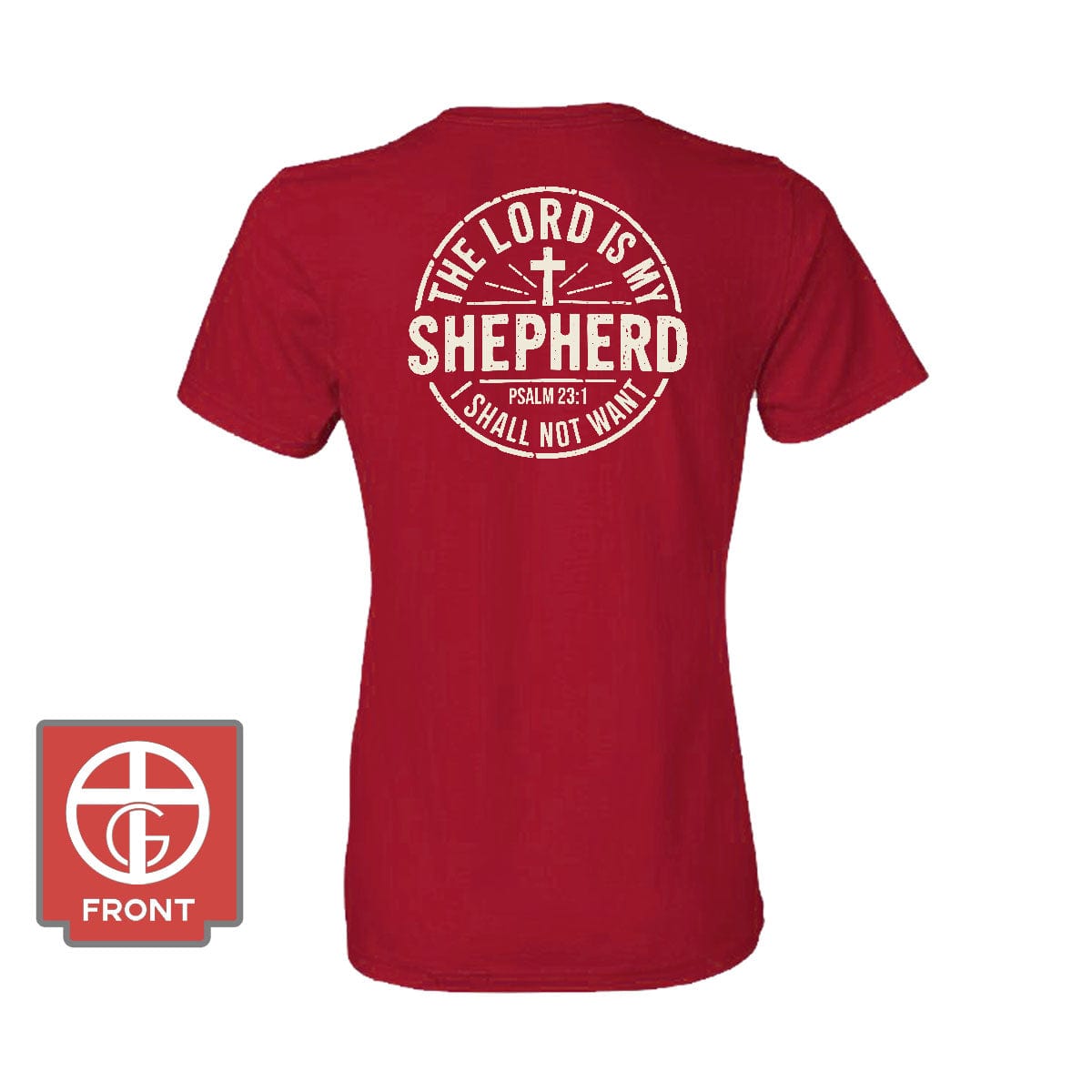 Our True God Apparel Women's Shirt / Red / S The Lord is my Shepherd (Back Print)