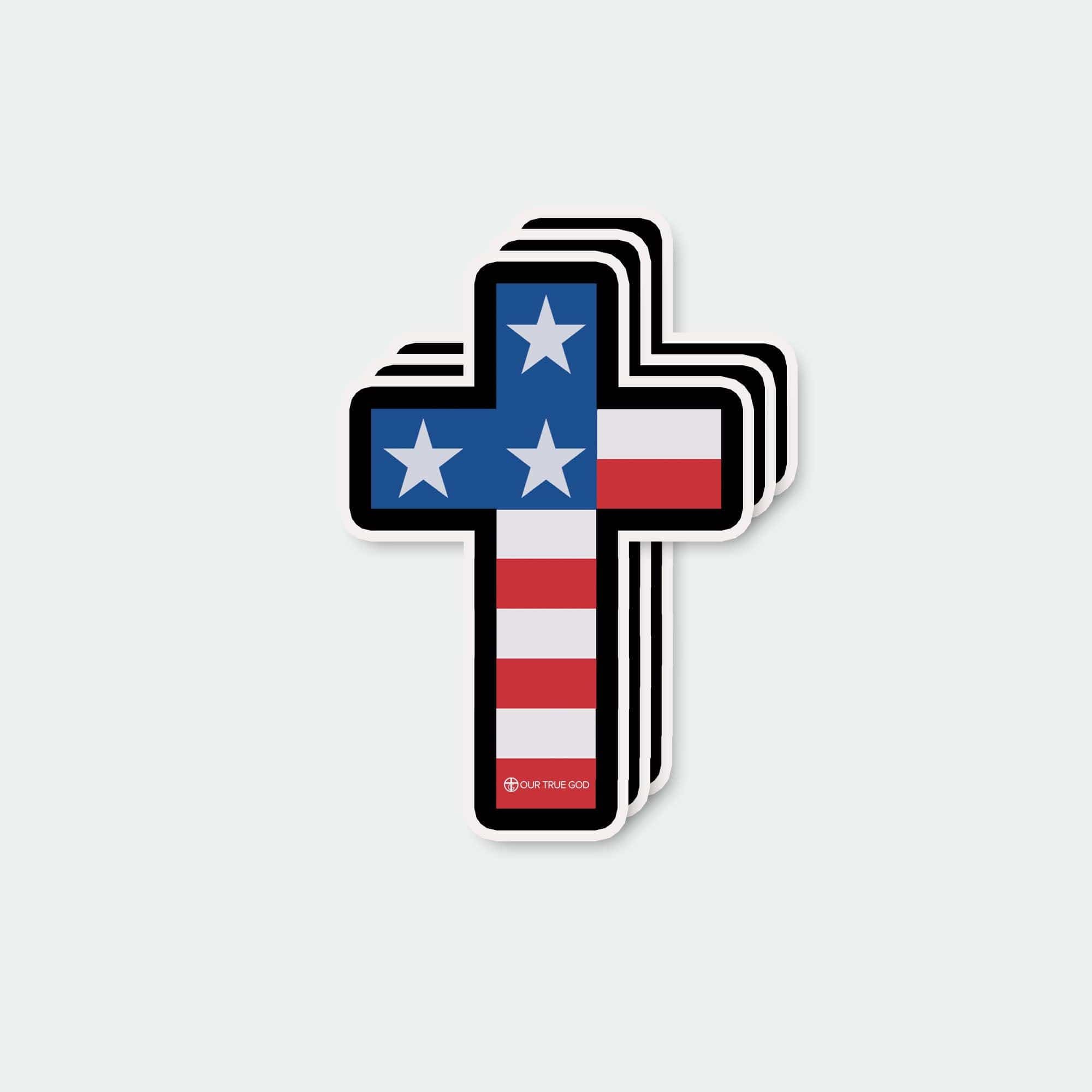 Our True God Decal USA Cross Flag Decals