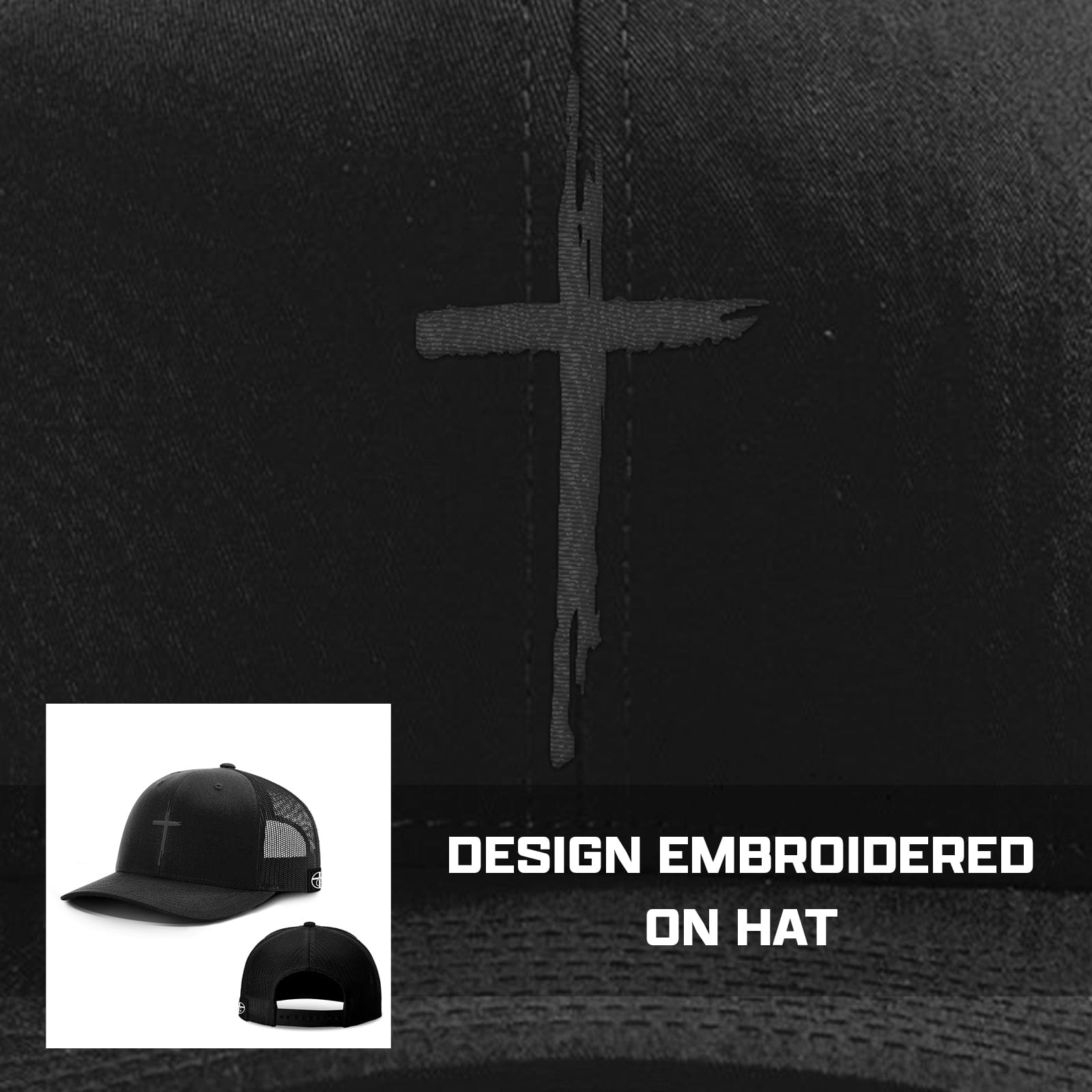 Our True God Hat Cross Center Blackout Version Hats