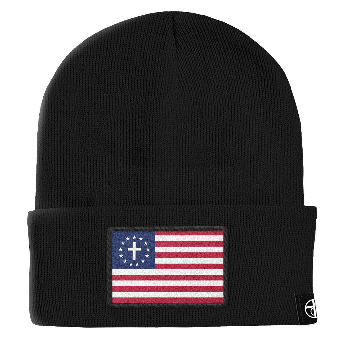 Our True God Hat Cuffed Beanies / Black / One Size One Nation Under God Patch Beanies