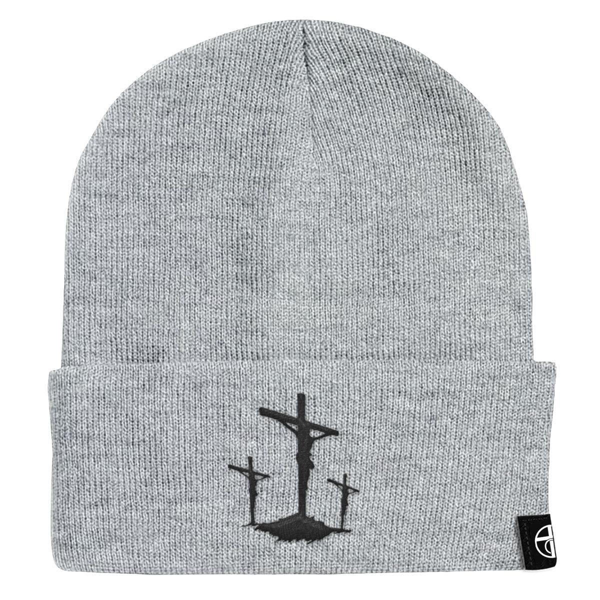 Our True God Hat Cuffed Beanies / Grey / One Size Three Crosses Beanies