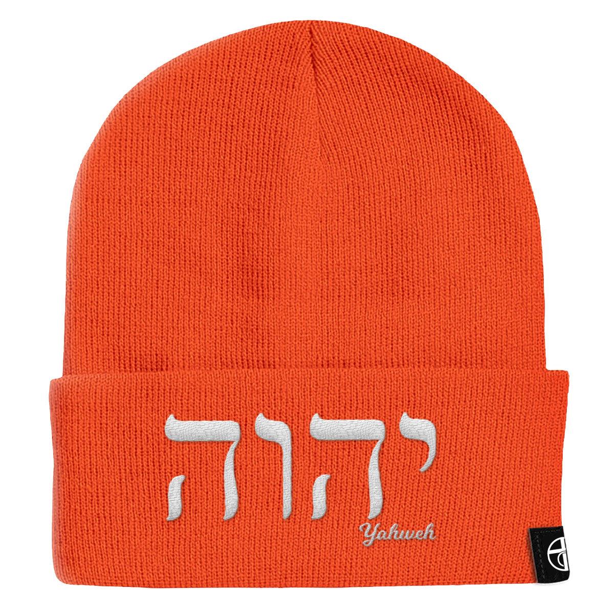 Our True God Hat Cuffed Beanies / Orange / One Size Yahweh Beanies