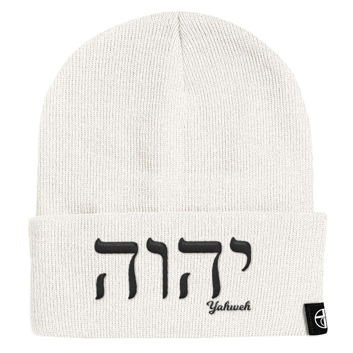 Our True God Hat Cuffed Beanies / White / One Size Yahweh Beanies