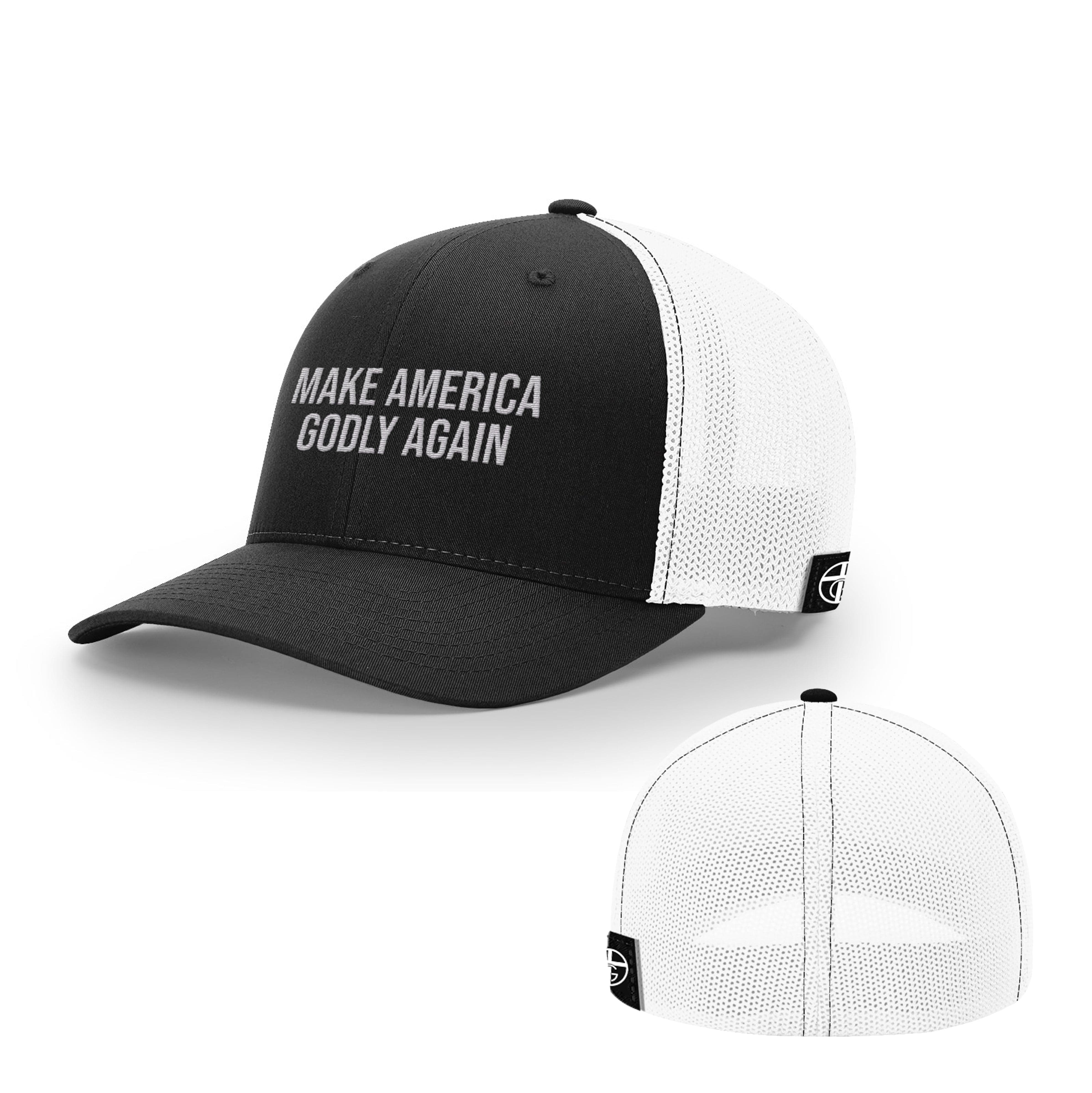 Our True God Hat Flexfit / Black and White / S/M Make America Godly Again Hats