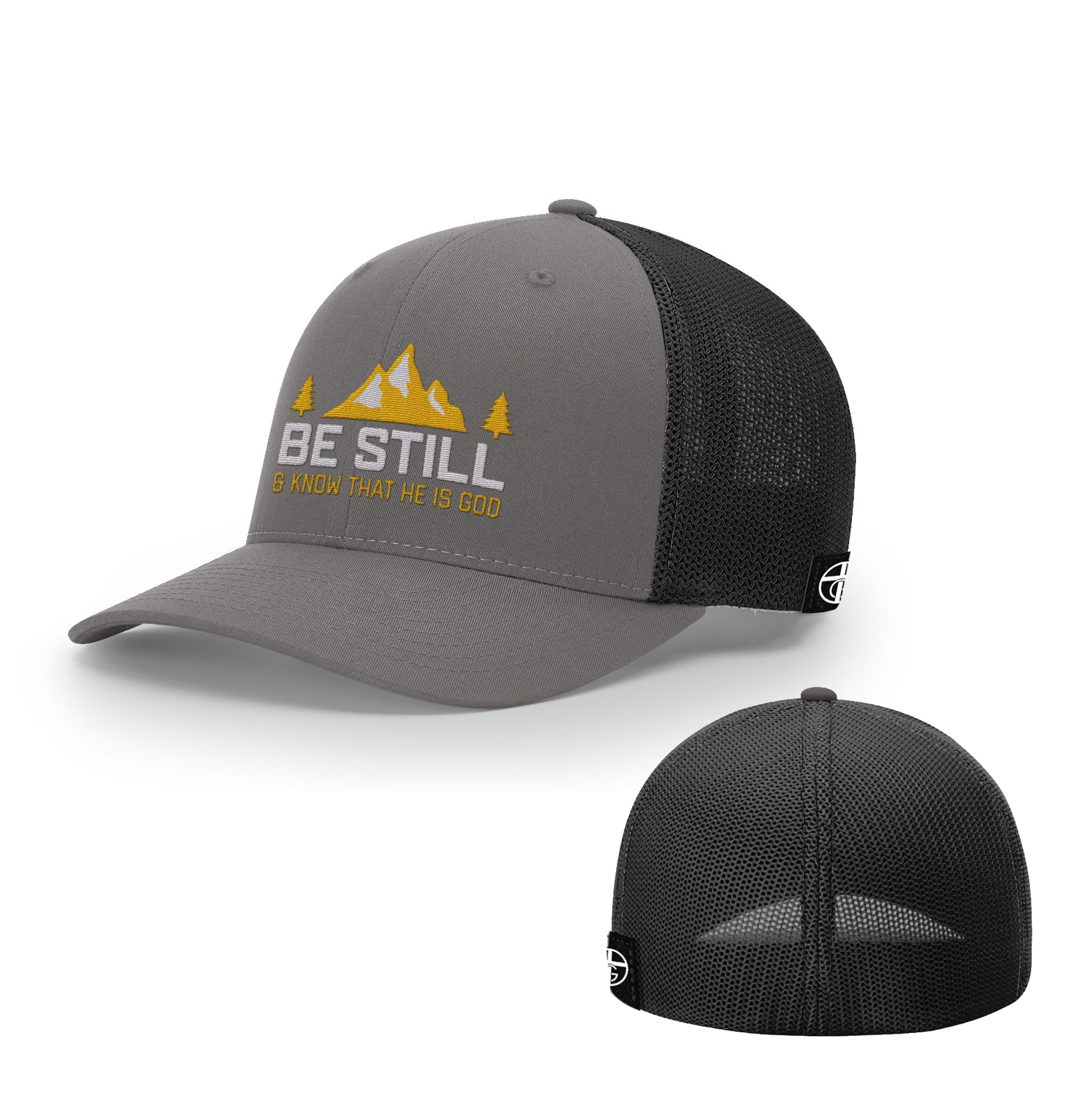 Our True God Hat Flexfit / Charcoal and Black / S/M Be Still And Know That He Is God Hats