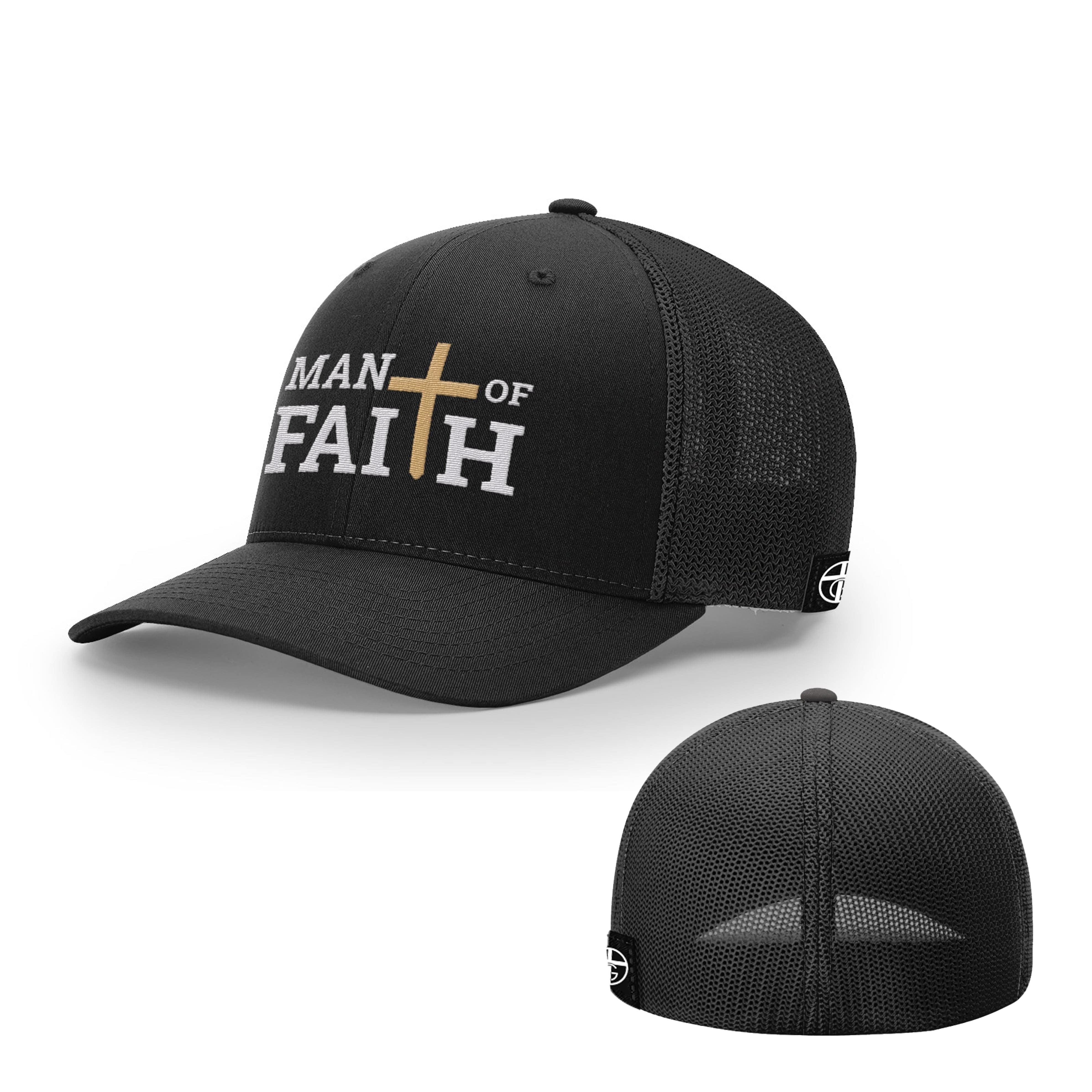 Our True God Hat Flexfit / Full Black / S/M Man Of Faith Hats