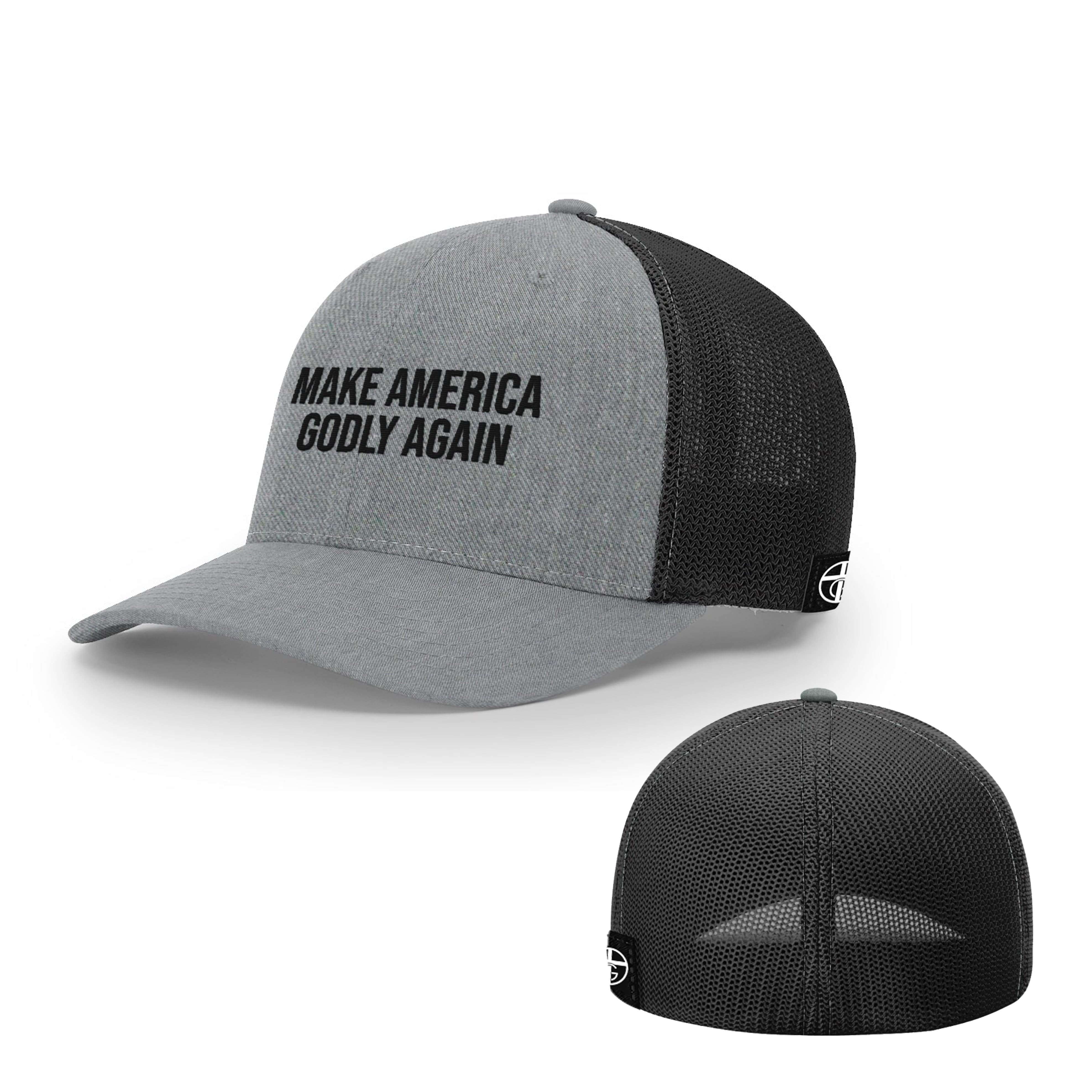 Our True God Hat Flexfit / Heather and Black / S/M Make America Godly Again Hats