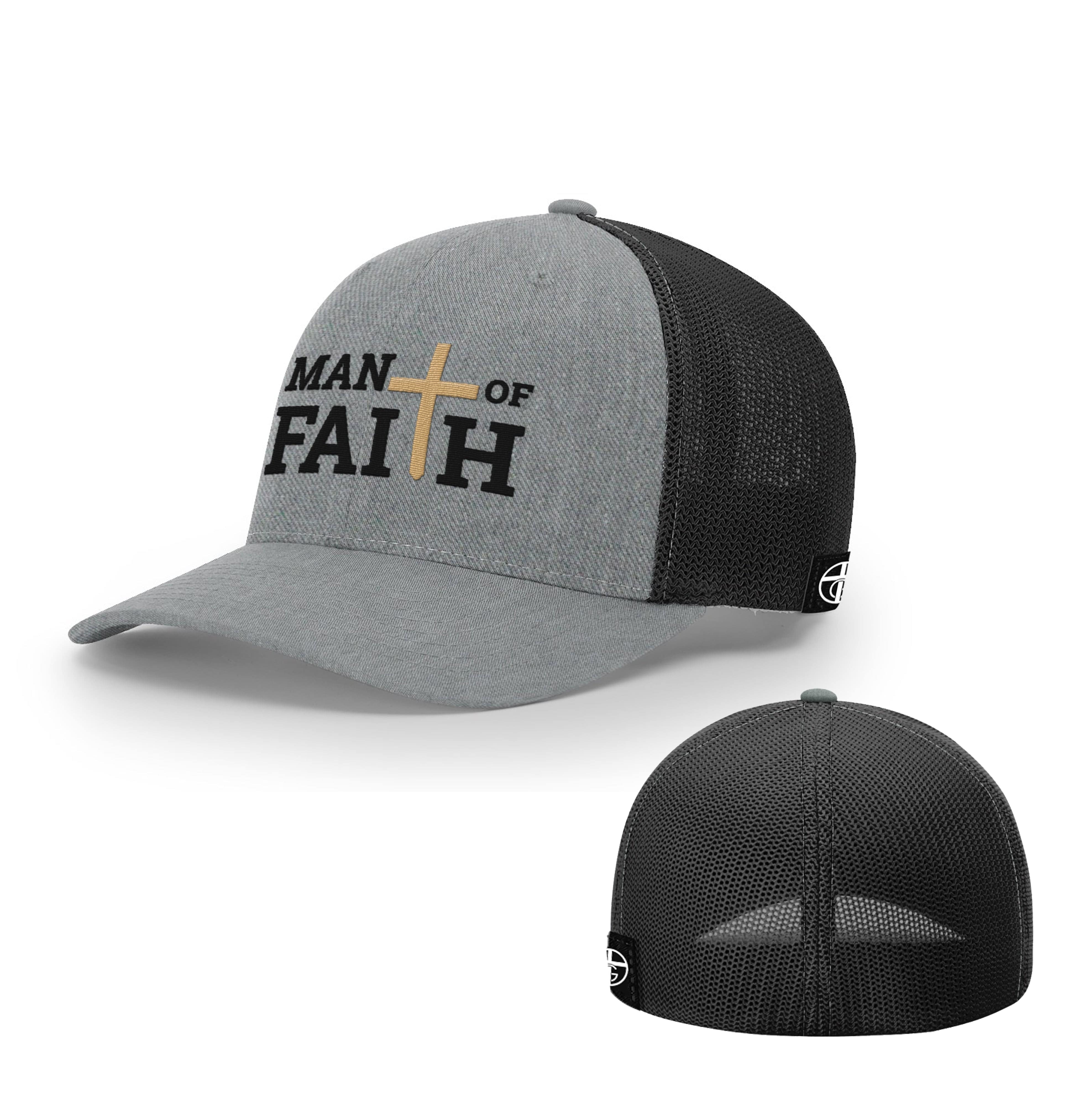 Our True God Hat Flexfit / Heather and Black / S/M Man Of Faith Hats