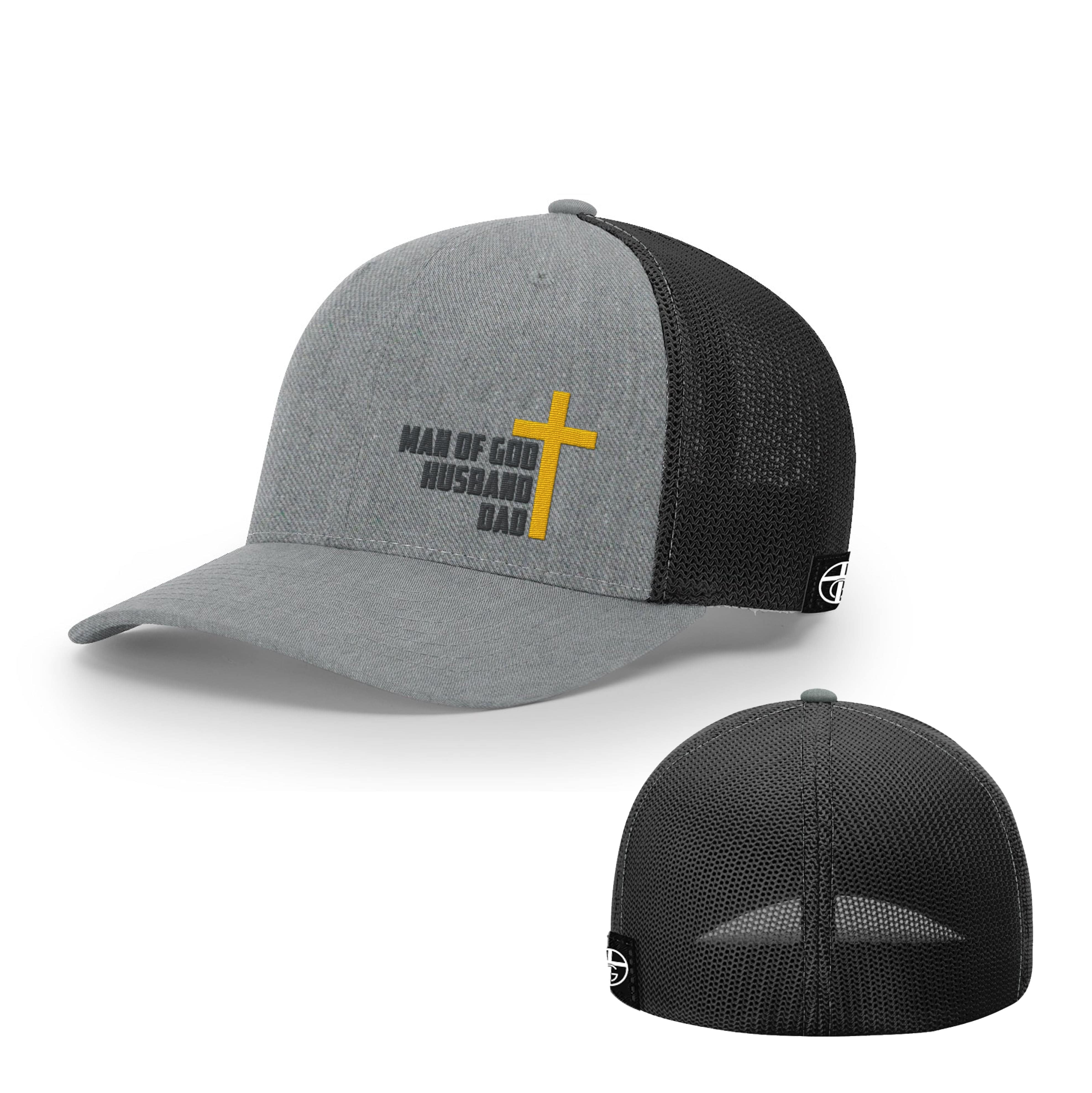 Our True God Hat Flexfit / Heather and Black / S/M Man Of God, Husband, Dad Hats